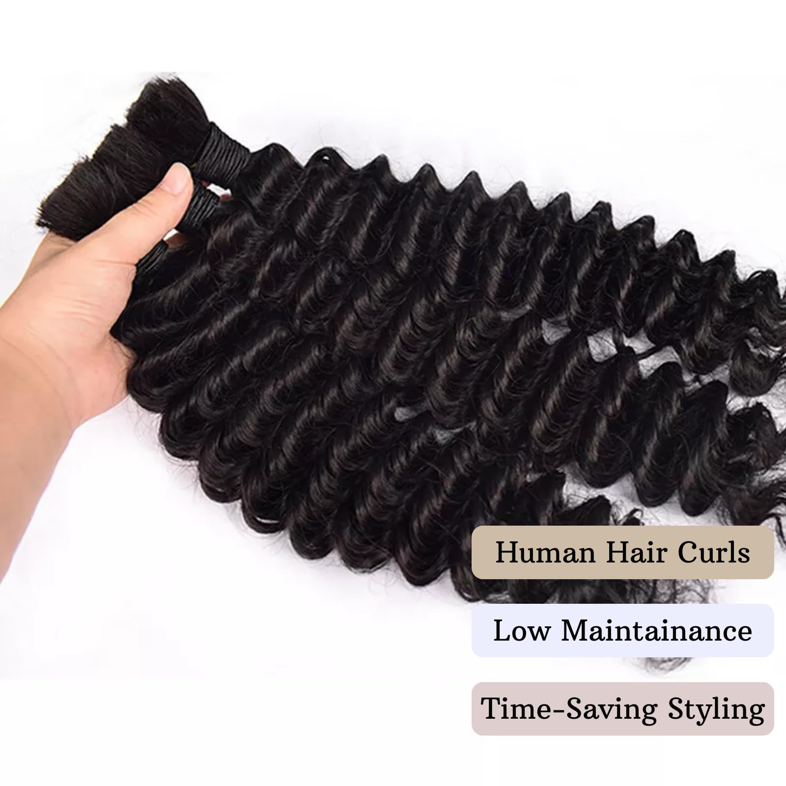 15A Soft Thick Virgin Human Hair Extensions for Boho Braids & Micro Braids - 18 Inch 200g (4x50g) No Weft Bulk Braiding Hair - Natural Black | Perfect for Protective Styles & Festival Hairstyles