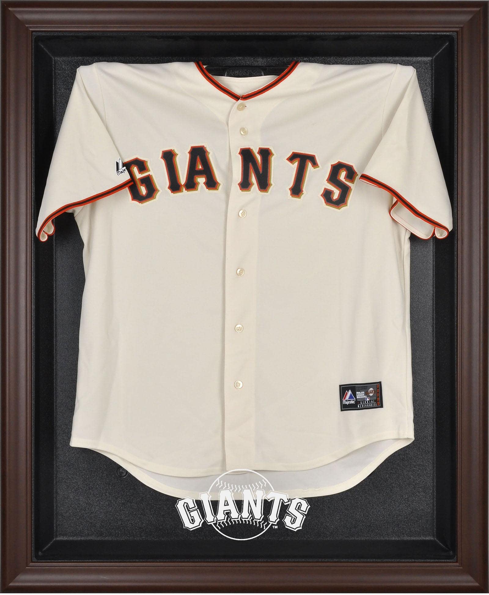 San Francisco Giants Brown Framed Jersey Display Case - Baseball Memorabilia Shadow Box for Jersey Collection & Fan Cave Decor (Case Only) - Perfect for Sports Bars, Man Caves & Gift for Baseball Fans