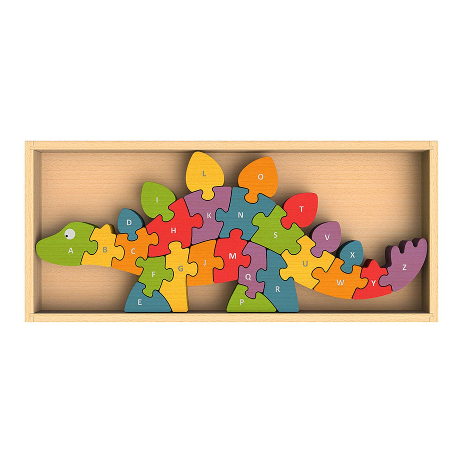 BeginAgain Dinosaur A to Z Puzzle - Alphabet Learning Toy for Kids | Educational Wooden Dinosaur Puzzle for Preschoolers | Perfect for Classroom, Homeschool & Birthday Gifts