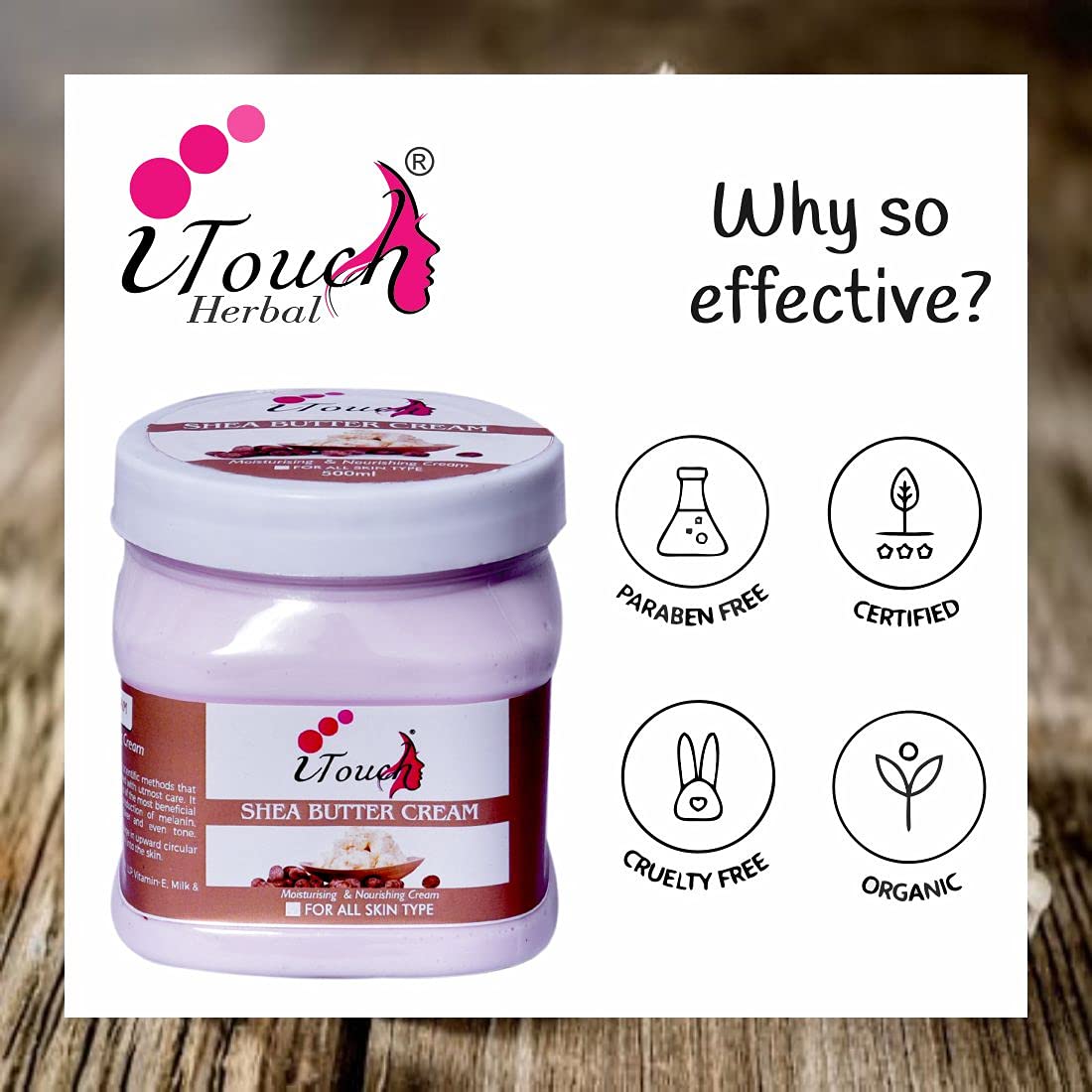Pure Natural Shea Butter Cream for Skin Whitening & Massage - 500ml | Organic Moisturizer for Dry Skin, Body & Face Care | Perfect for Spa, Home Use & Gifts