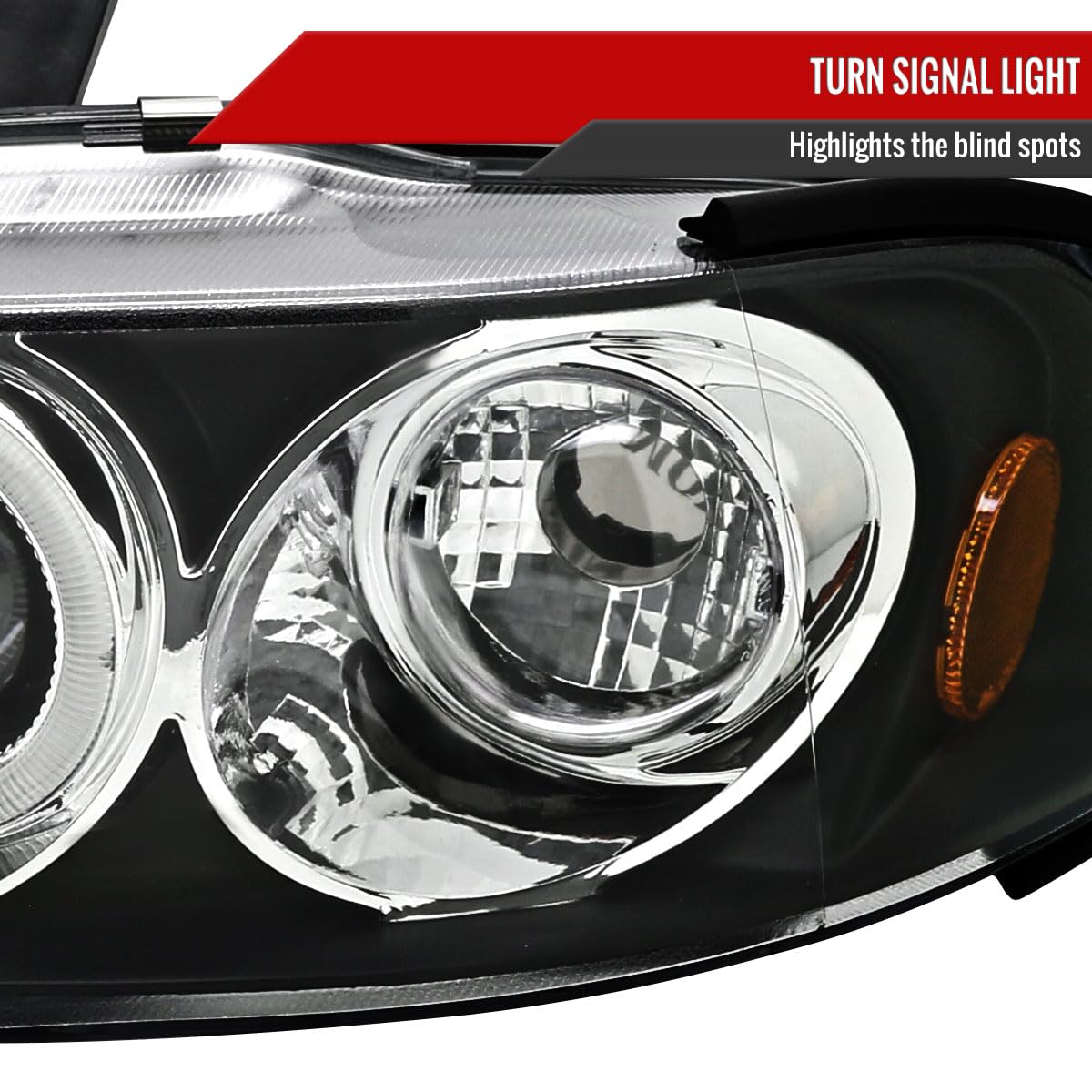 92-95 2/3/4Dr LED Halo Projector Headlights - Black Housing for Improved Night Visibility | Perfect for Honda Civic, Accord & Other Compact Cars