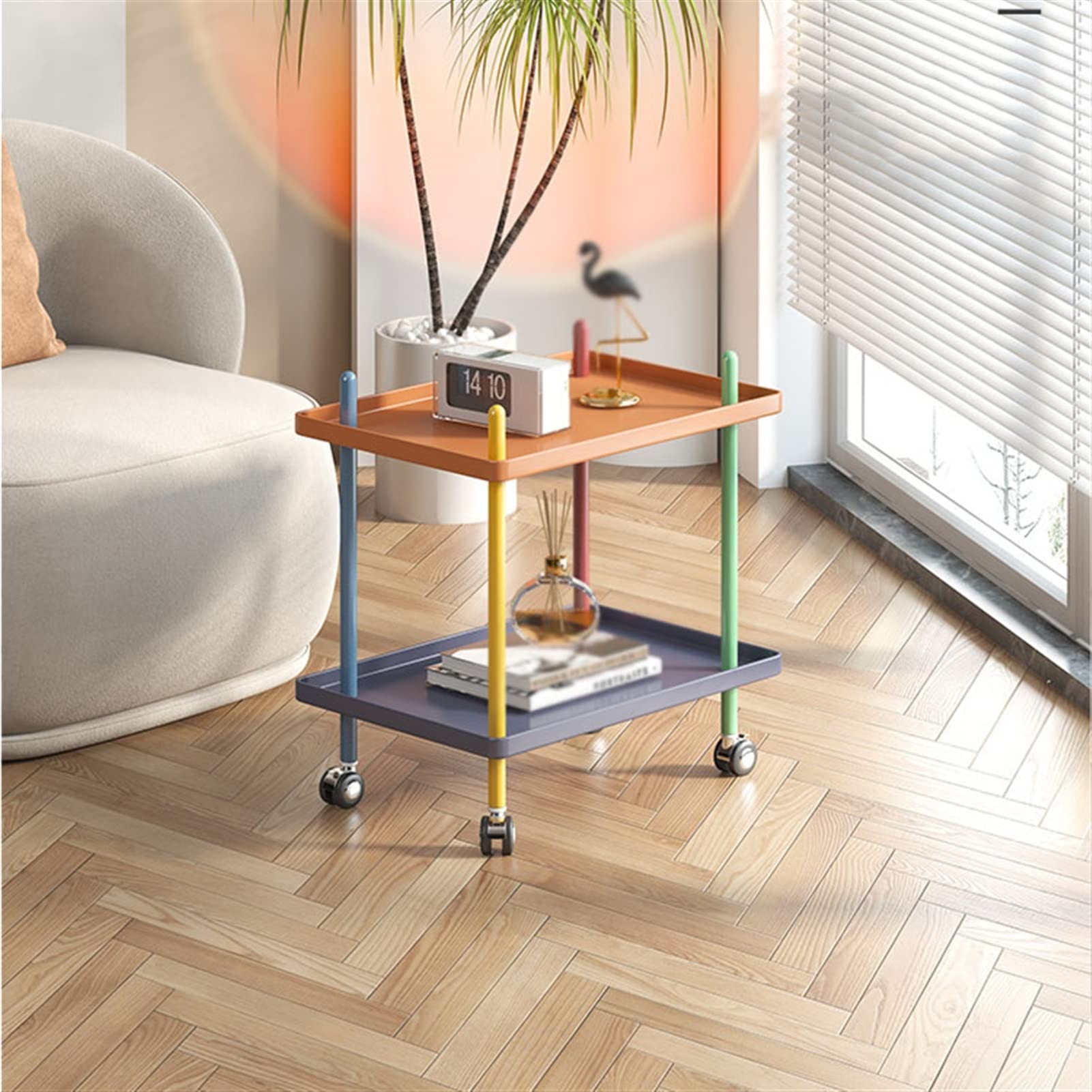 2-Tier Iron Side Table - Small End Table for Living Room, Bedroom, or Office | Perfect as Coffee Table, Sofa Table, Nightstand, or Tea Table | Modern & Space-Saving Design for Home Decor