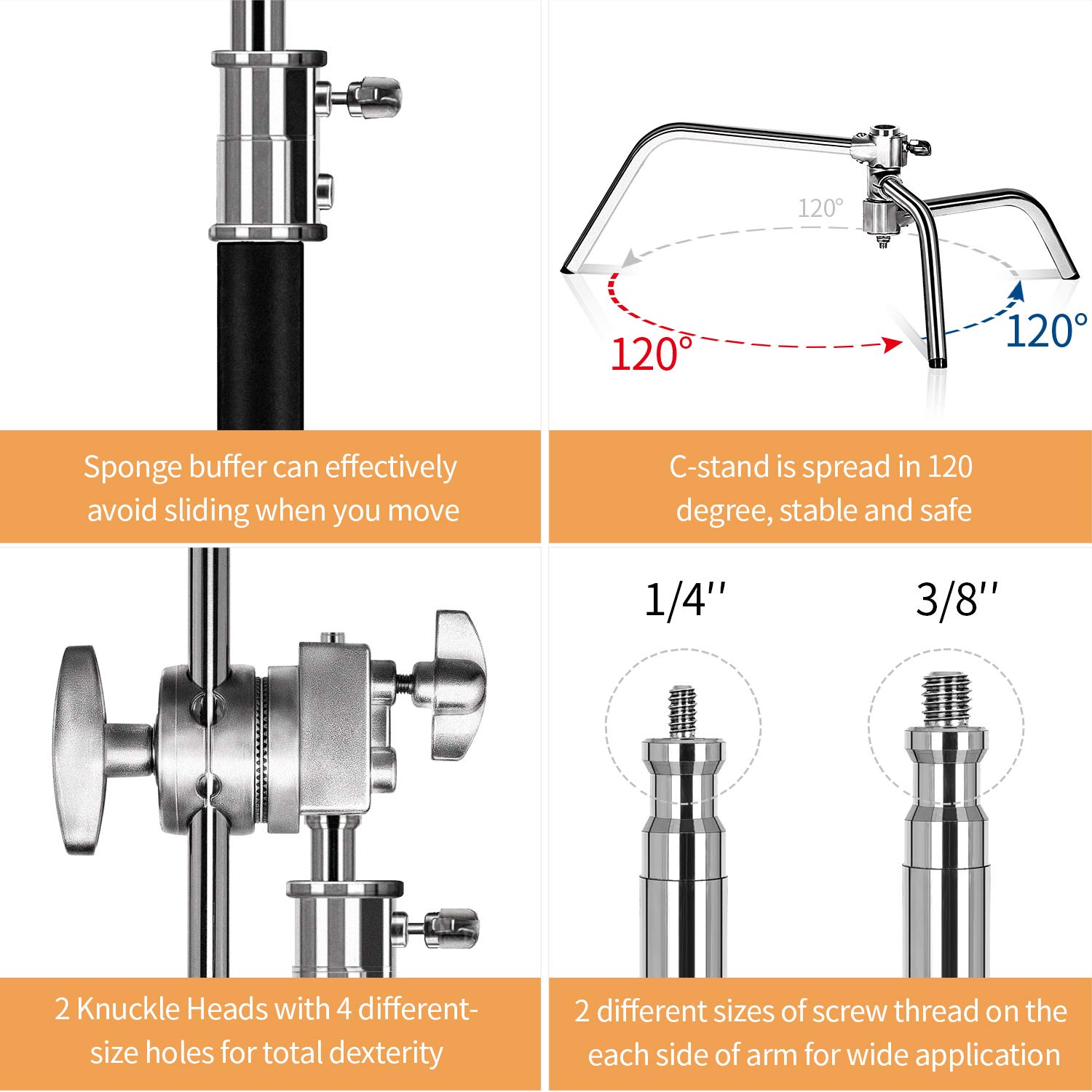 Heavy Duty 10ft C Stand with Boom Arm - Professional Photography Light Stand for Studio, Video Reflector, Monolight & Backdrops - Perfect for Portrait, Product Photography & Video Production