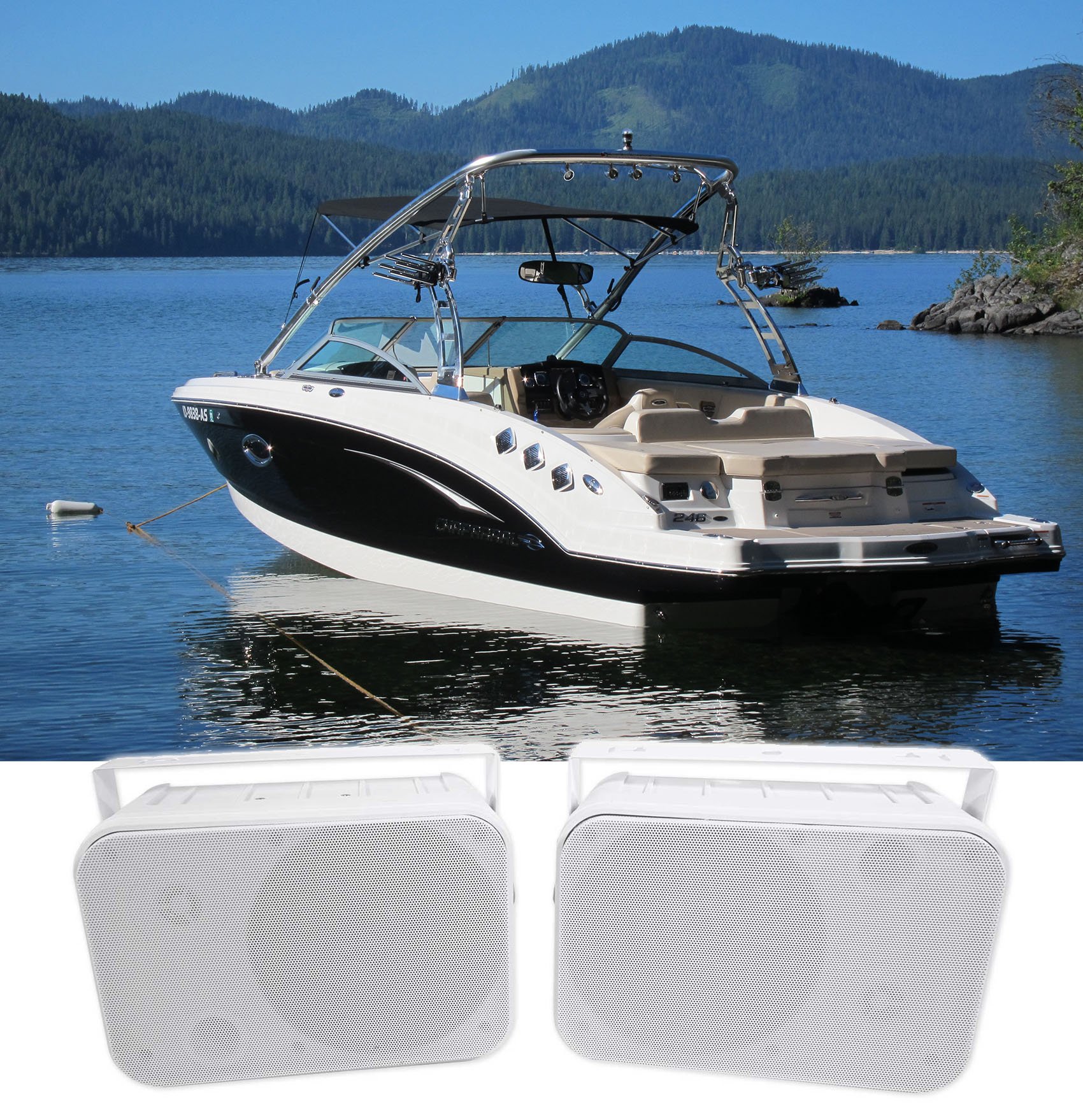 Rockville HP65S 6.5 Inch Waterproof Marine Boat Speakers with Swivel Mount - High Performance Audio for Boats, Yachts & Outdoor Marine Environments