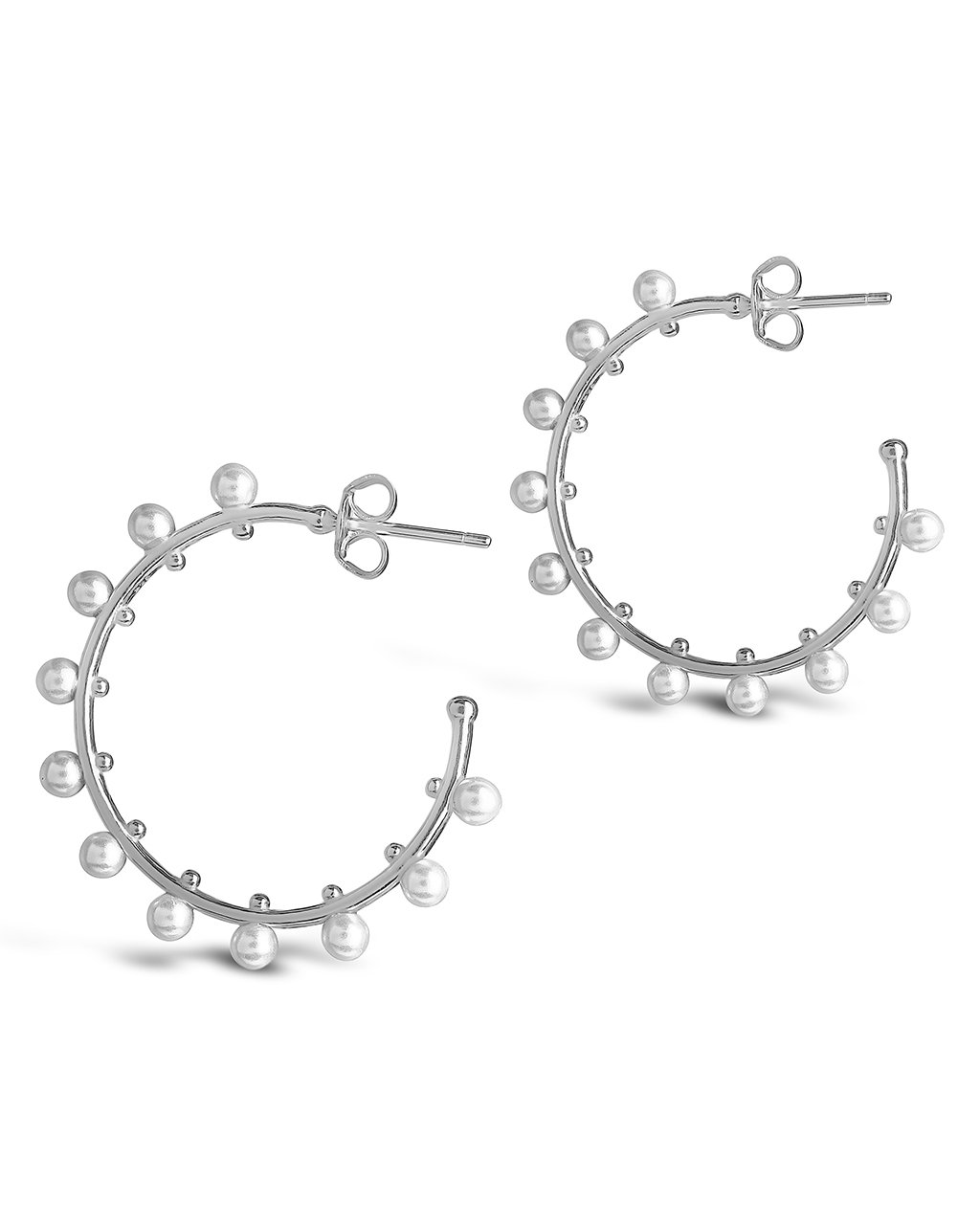 925 Sterling Silver Pearl Studded Hoop Earrings for Women - Elegant & Timeless Jewelry for Everyday Wear, Parties & Special Occasions