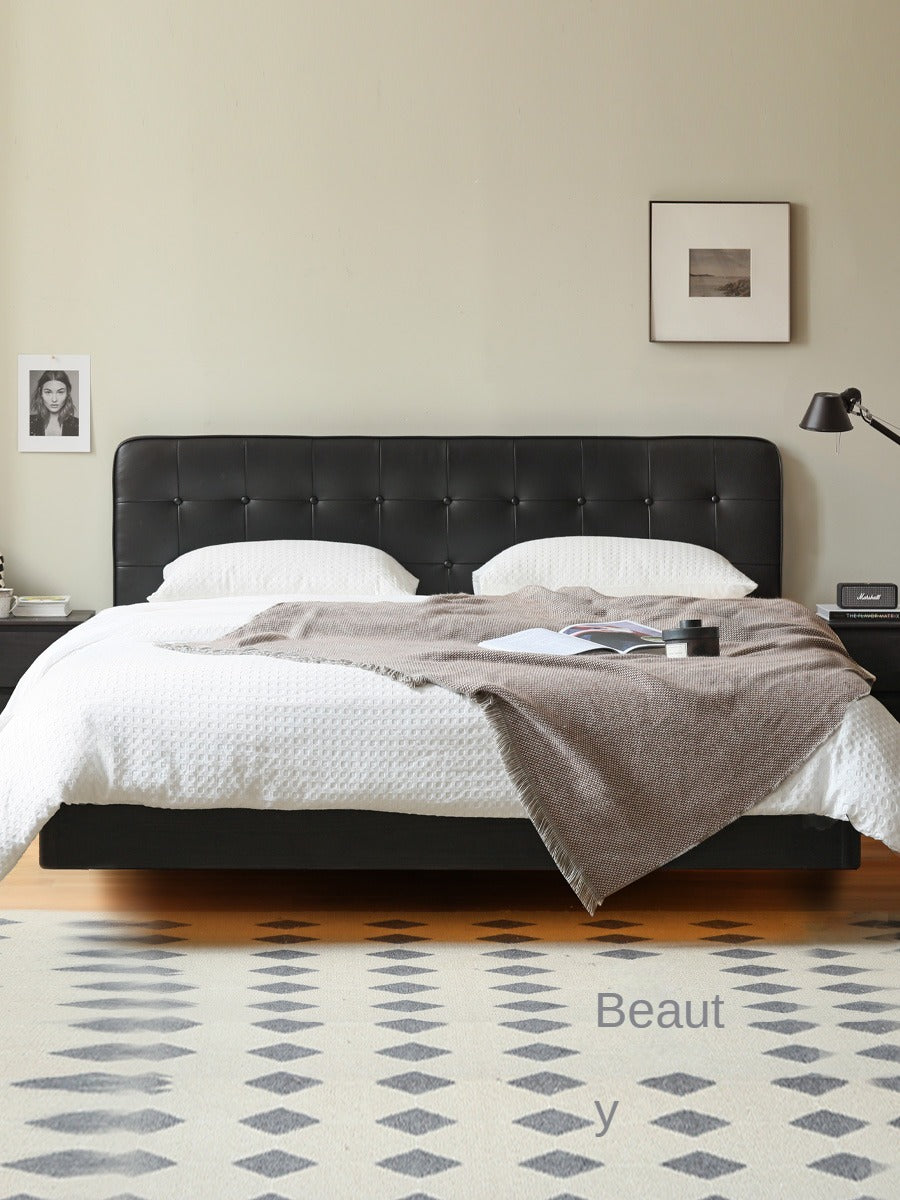 Premium Black Leather Suspension Bed - Luxurious & Durable for Bedroom, Guest Room, or Dorm - Enhances Comfort & Style
