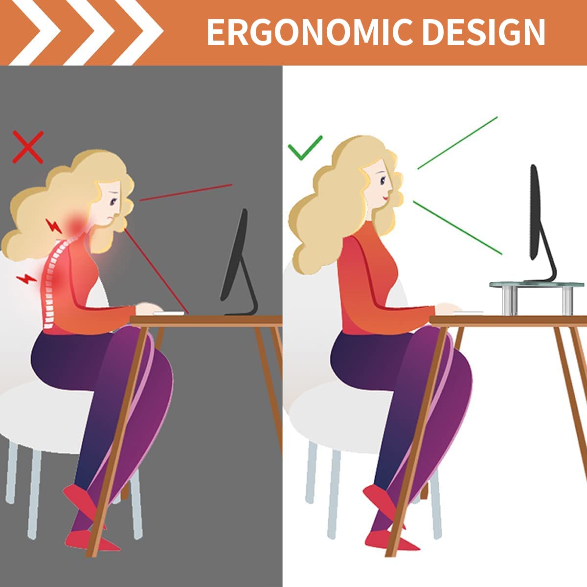 Hemudu 2 Pack Monitor Stand Riser - Adjustable Triangle Corner Desktop Stand for Computer Monitor & Laptop, Ergonomic HD01T-203 - Perfect for Home Office, Gaming Setup & Workspace Organization