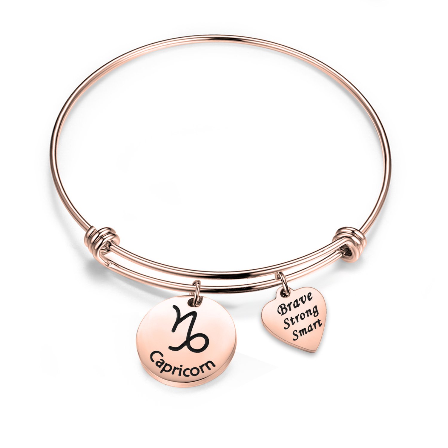 Rose Gold Zodiac Bracelet - Expandable Wire Bangle for Women | Birthday Gift & Daily Wear