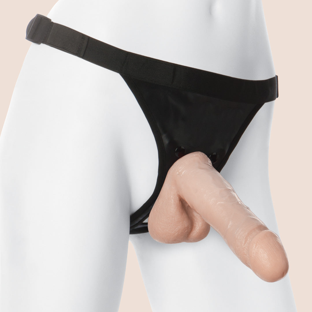 Doc Johnson Ultra Vac U Lock Harness Set with 6 Inch Realistic Dildo - Adjustable Strap-On for Couples Play, BDSM, and Roleplay Scenes