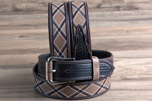 36 Inch 3D Brown Mens Basketweave Western Leather Cowboy Belt - Stylish Accessory for Rodeo, Country Music Festivals & Western Fashion Outfits