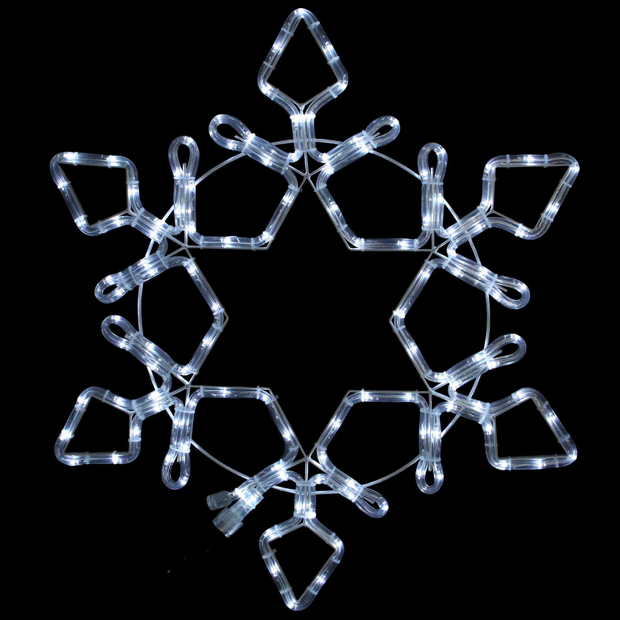 3ft LED Rope Light Snowflake Christmas Decorations - Pure White Outdoor/Indoor Holiday Lights for Home, Party & Commercial Use