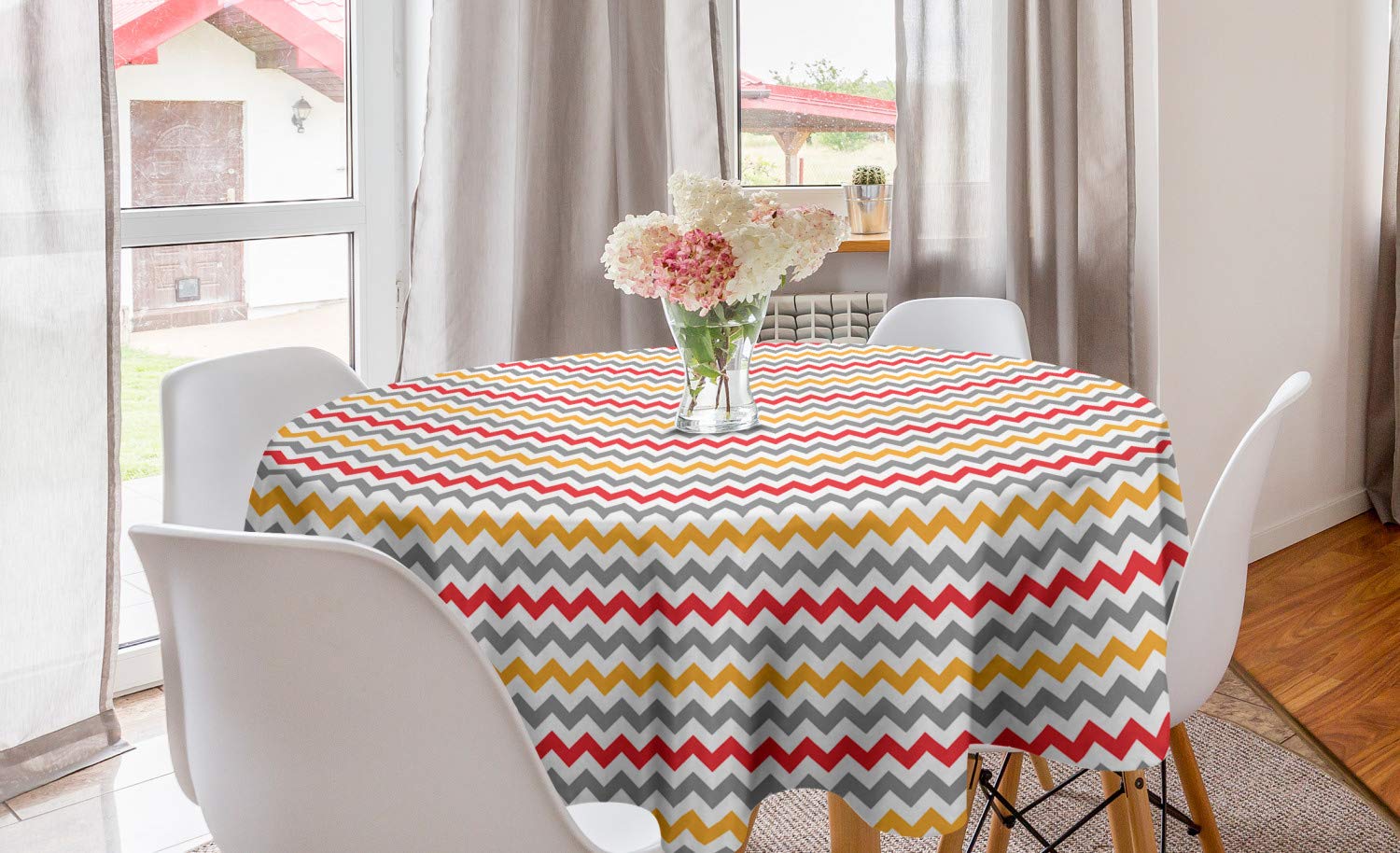 Ambesonne Chevron Round Tablecloth 60