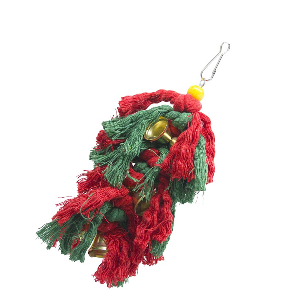 Balacoo Christmas Parrot Chew Toy - Durable Cotton Rope Knot Pulling & Shredding Toy with Swing for Parrots - Perfect for Playtime, Training, and Cage Enrichment