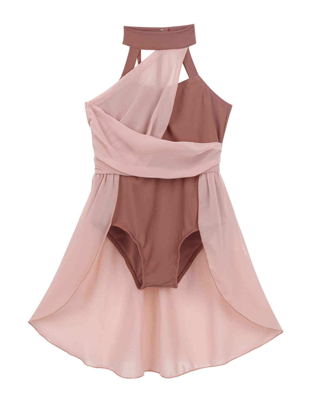 Elegant Sxiwei Girls Ballet Dance Leotard - Halter Neck Chiffon One Piece Dress for Ballroom, Lyrical & Contemporary Dance | Perfect for Recitals, Performances & Dance Classes