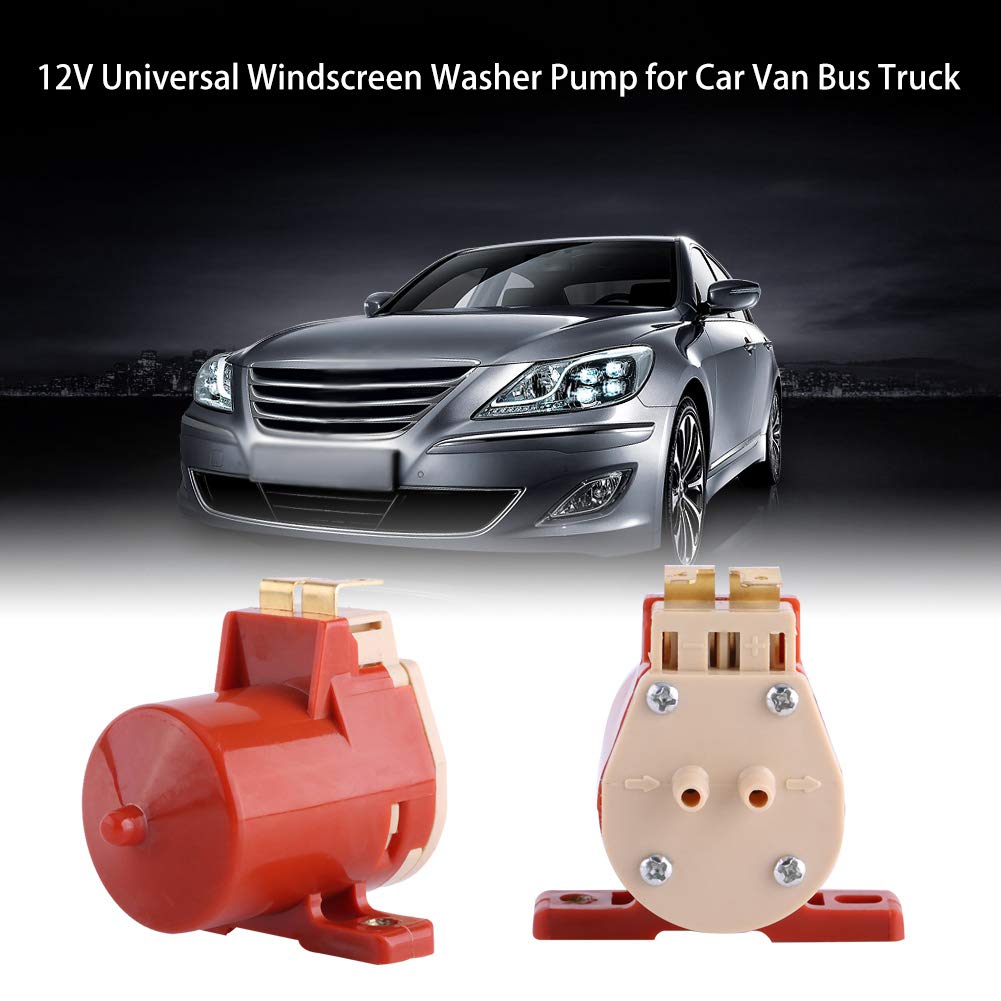 Universal 12V Windshield Washer Pump - Replacement Wiper Fluid Pump for Cars, Vans, Buses & Trucks - Perfect for DIY Auto Maintenance & Winter Driving Safety