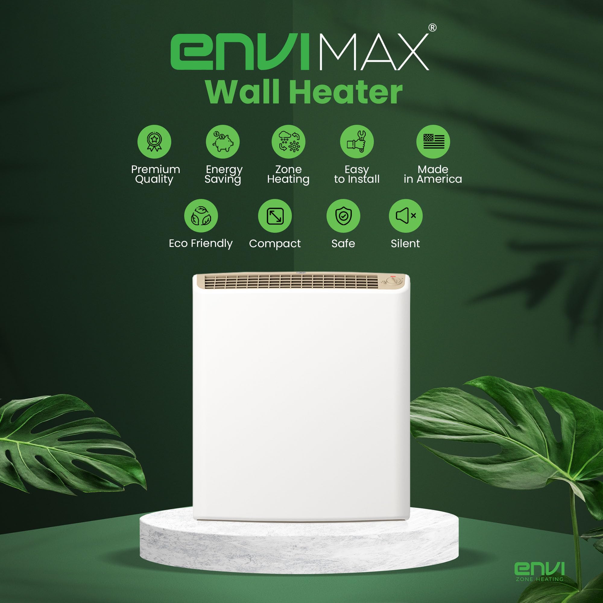EnviMAX 220V Hardwired Electric Panel Wall Heater - 1000W Large Room Heater with Safety Sensor & Fanless Design | Easy 2-Minute Installation | USA Made | Perfect for Living Rooms, Bedrooms & Basements