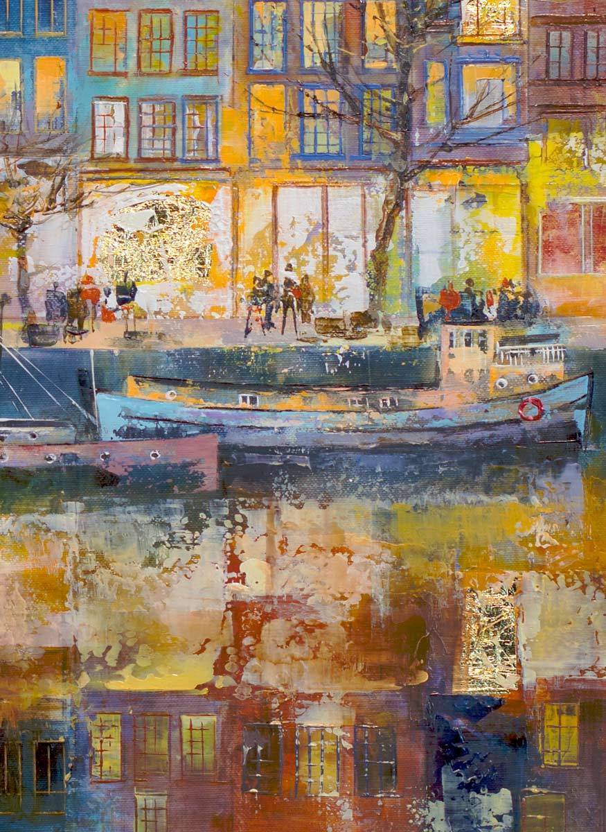 Original Along The Canal Painting - Handmade Wall Art for Living Room, Bedroom & Office Decor