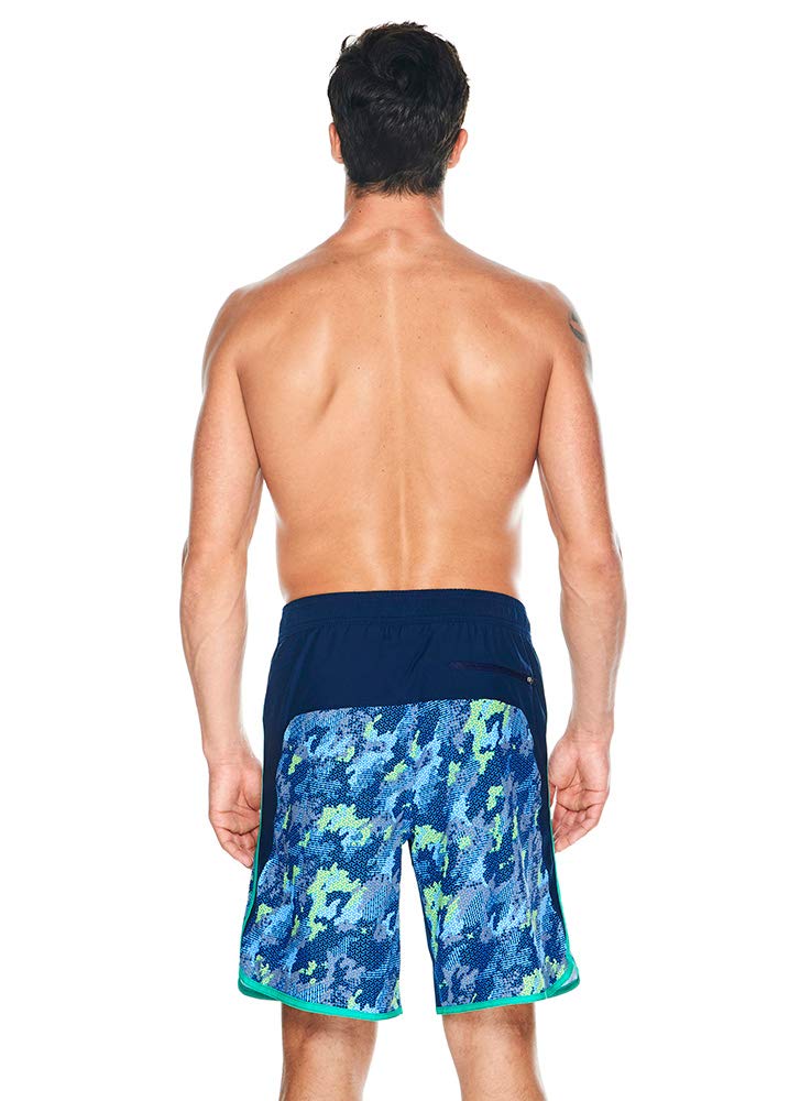 **Reebok Men's Jacquard Swim Board Shorts - Quick-Dry, Comfortable Swim Trunks for Beach, Pool & Surfing - Blue, Medium**