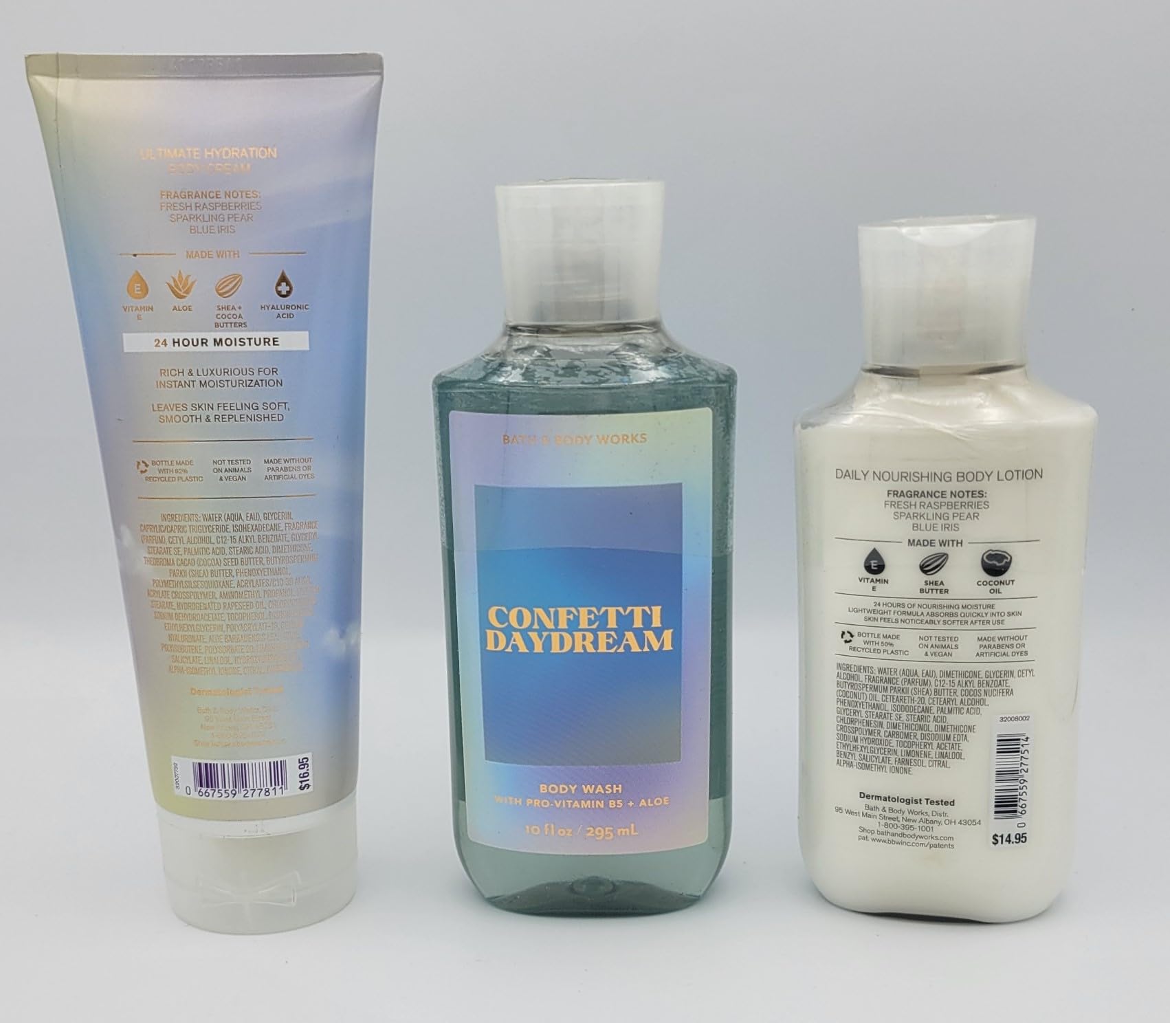 Confetti Daydream 3-Piece Body Care Set - Body Cream, Shower Gel & Lotion for Soft, Hydrated Skin | Bath & Body Works Blue Collection | Perfect for Gifts, Self-Care & Daily Moisturizing Routine
