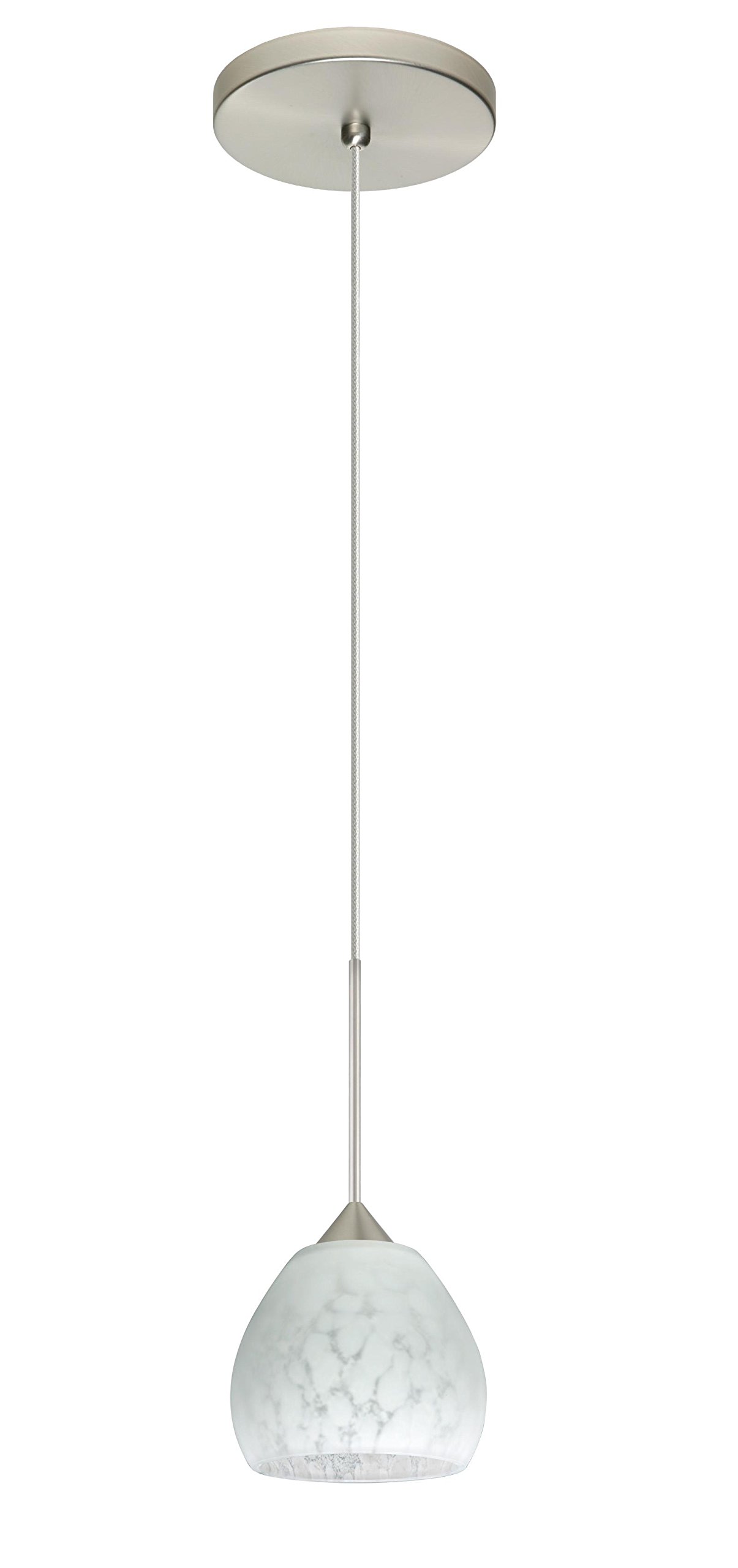 1XT-560519-LED Tay Tay Mini Pendant Light - Satin Nickel Finish LED Hanging Fixture for Kitchen Island, Dining Room & Bedroom Lighting