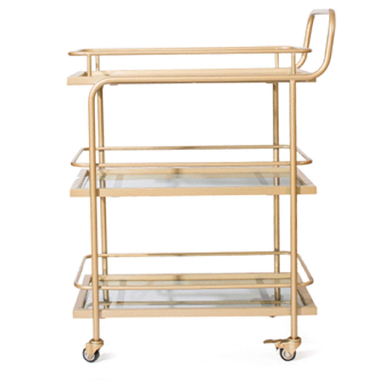 Premium Bar Cart with Shelves - Durable Wine Serving Cart with Universal Casters & Leveling Feet - Mobile Kitchen Cart with Storage for Home, Office or Party (Style 6, 69x38x86cm) - Perfect for Entertaining, Small Space Living & Kitchen Organization