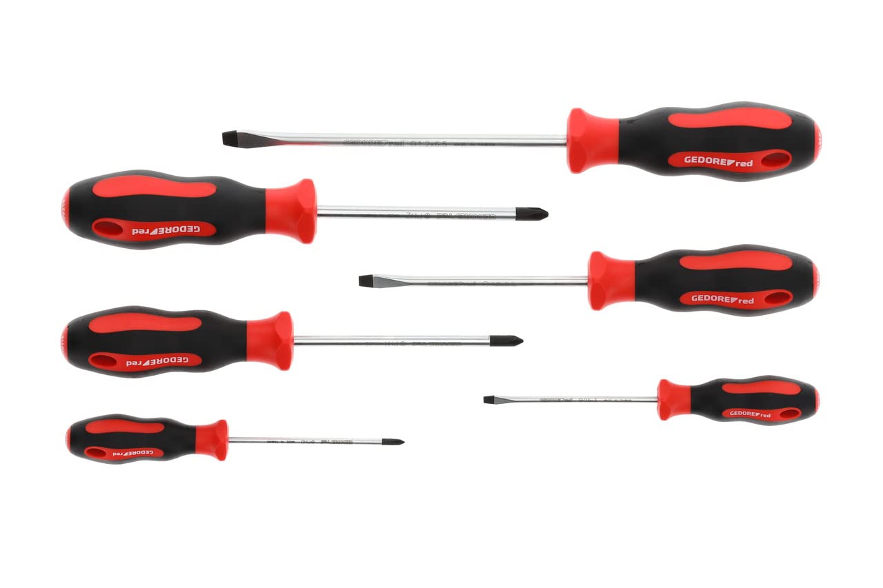 GEDORE R38002006 RED 2C Professional Screwdriver Set with PH+SL Tips (6-Piece) - Perfect for Home Repairs, DIY Projects & Automotive Maintenance