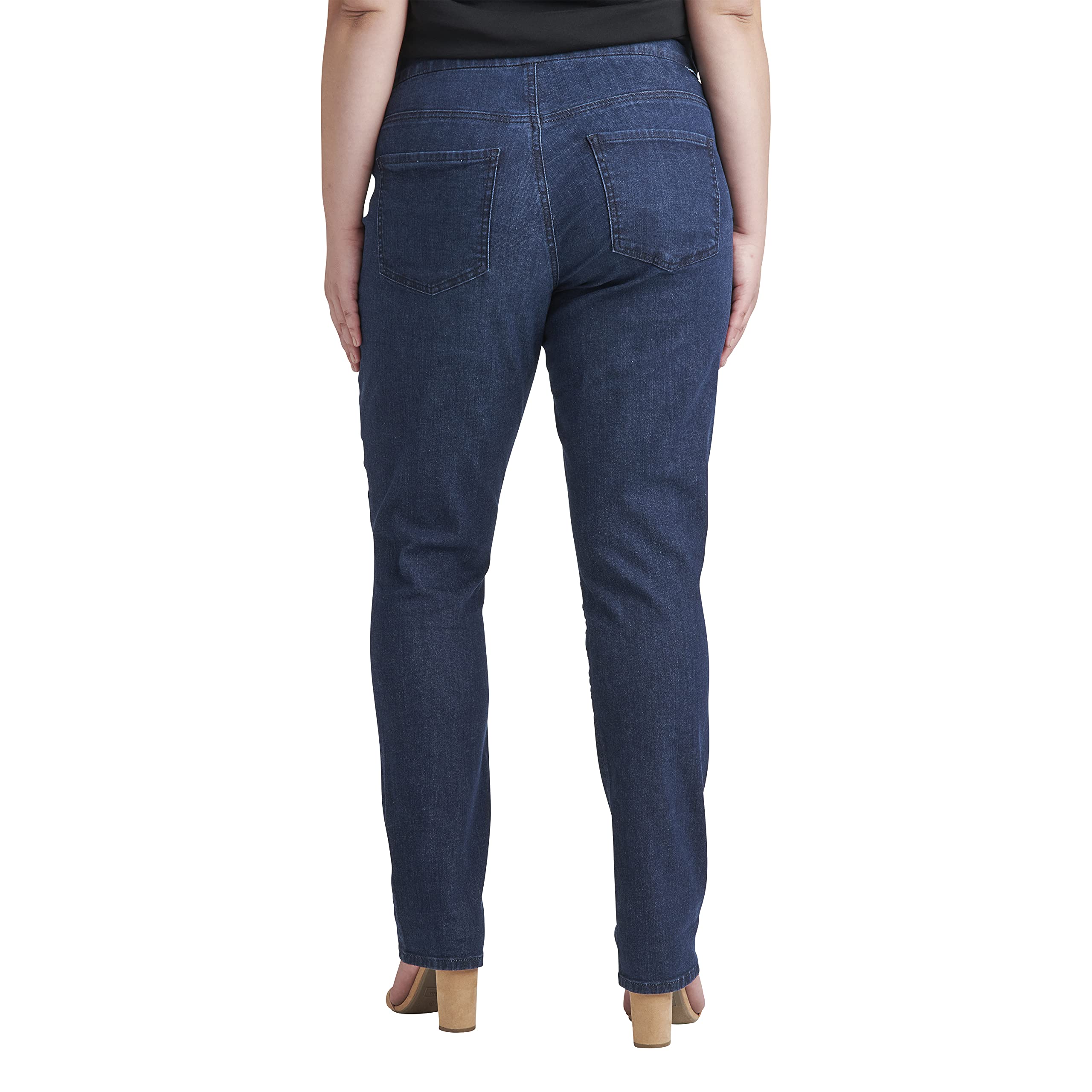 JAG Jeans Women's Peri Mid Rise Straight Leg Pull-On Stretch Denim Pants - Comfortable & Stylish for Work, Casual Outfits & Everyday Wear