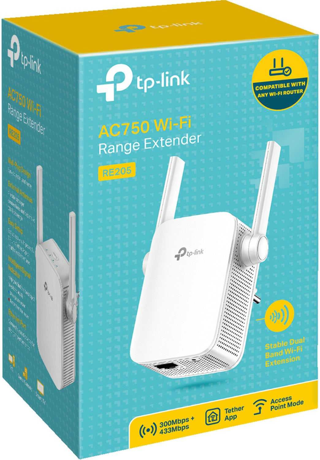 TP-Link AC750 Dual Band WiFi Range Extender (RE205) - Expand Wireless Coverage for Home, Office & Streaming