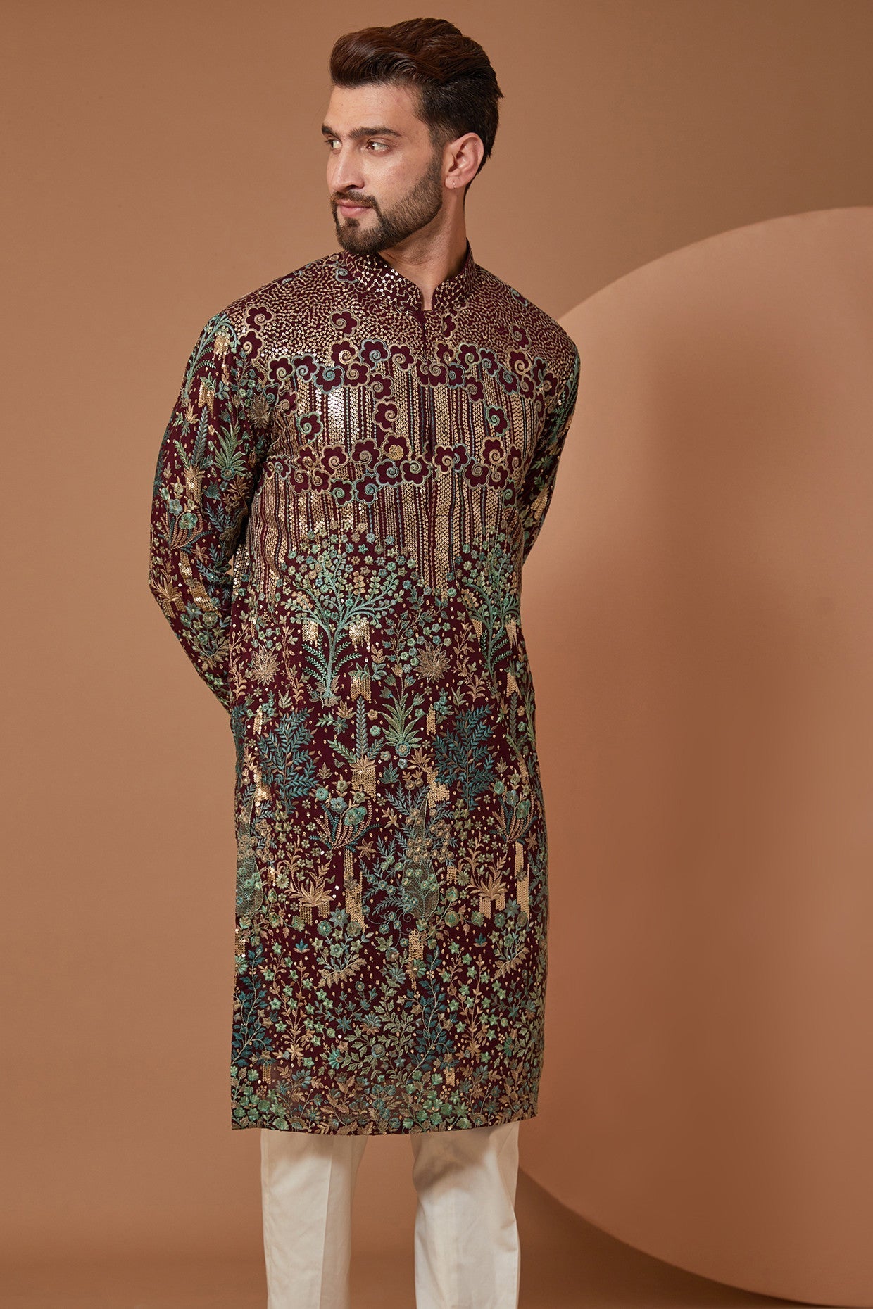 Exquisite Black Floral Kurta with Green & Gold Embroidery - Elegant Indian Ethnic Wear for Women | Perfect for Festivals, Weddings & Special Occasions
