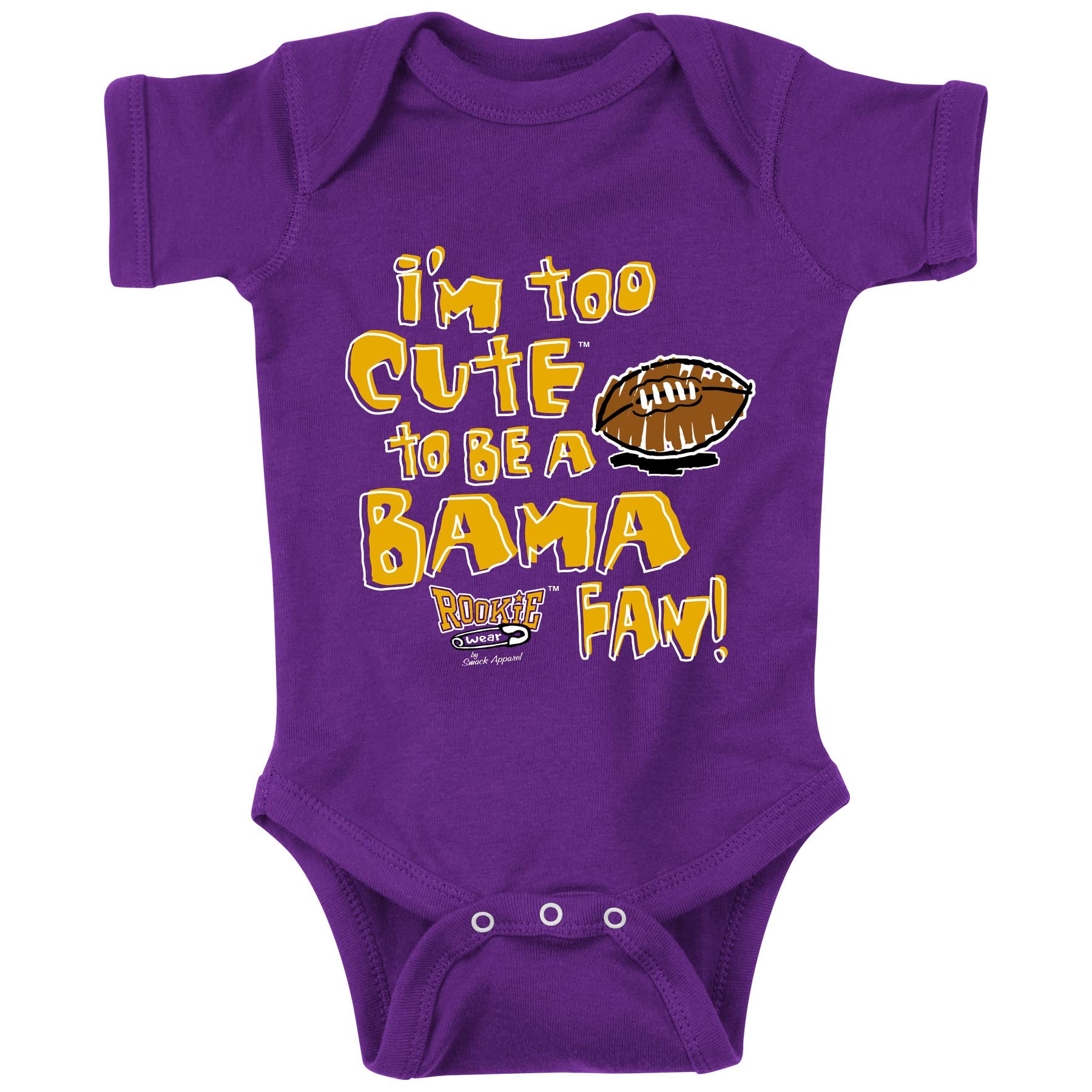 LSU Football Fans Purple Onesie & Toddler Tee (NB-7T) - 'I'm Too Cute to be a Bama Fan' - Perfect for Game Day, Tailgating & Showing Team Spirit