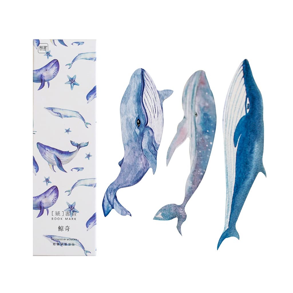 30 Pcs Colorful Whale Paper Bookmarks for Kids, Teens & Adults - Cute Reading Accessories, Office School Supplies, Book Lovers Gifts - Perfect for Classroom, Library, Study & DIY Projects