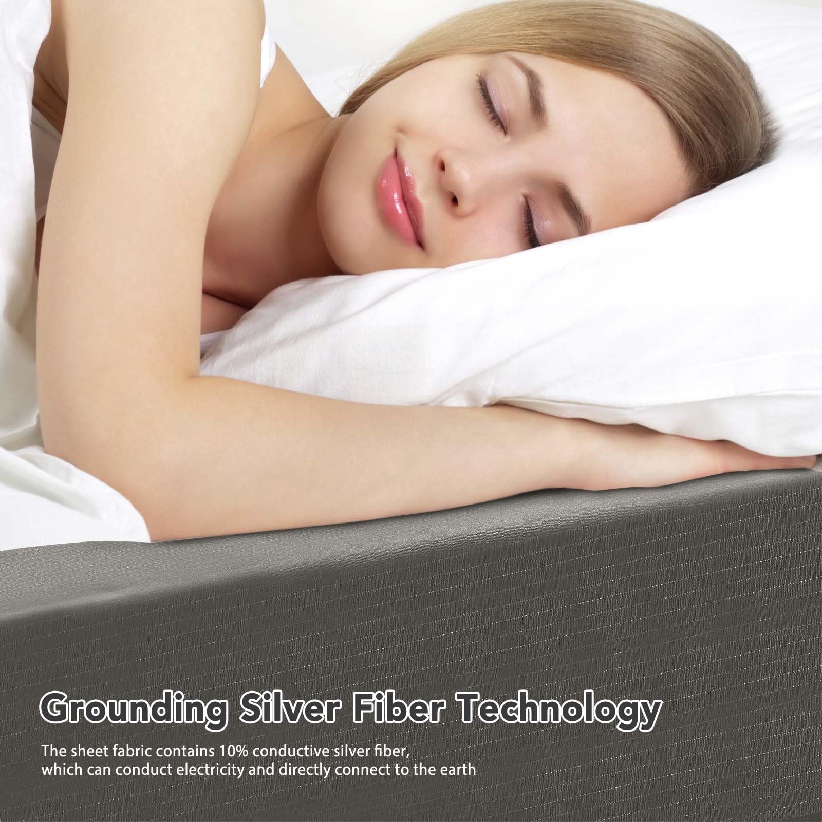 Organic Cotton & Silver Fiber Grounding Sheets King Size - Deep Gray for Better Sleep & Wellness | Perfect for ESD Protection, Stress Relief & Improved Sleep Quality