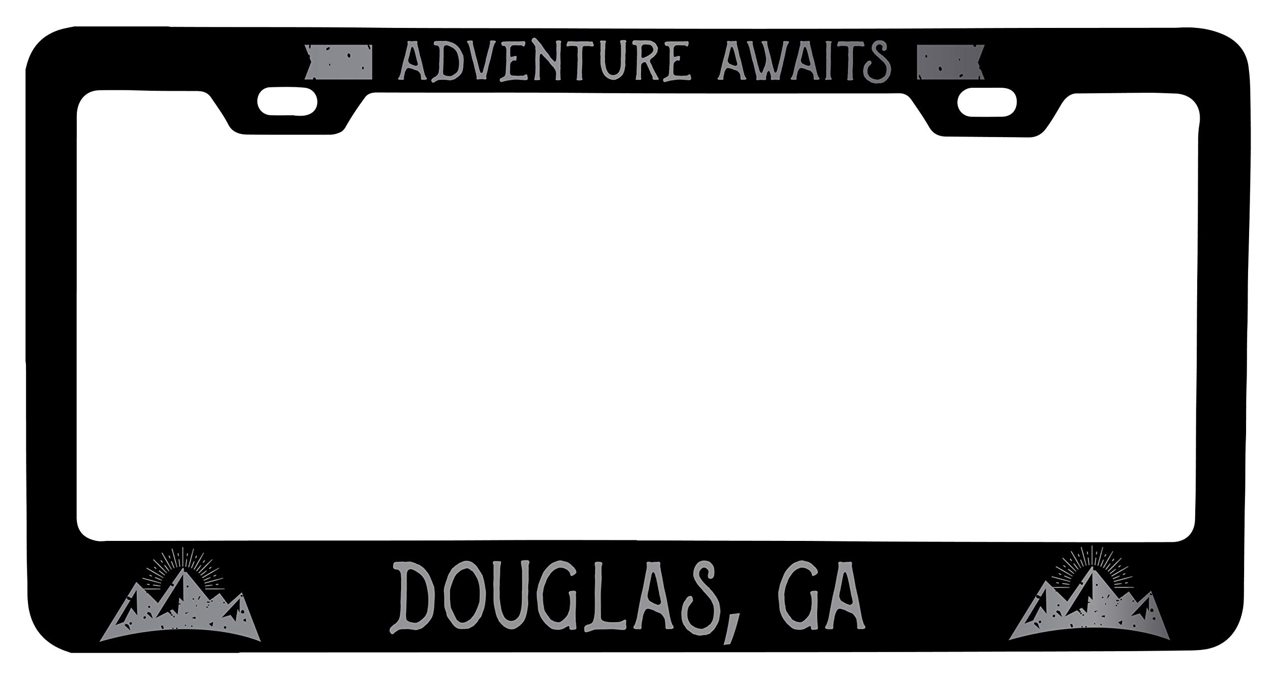 Custom Douglas Georgia Laser Etched Vanity Black Metal License Plate Frame - Personalized Car Accessory for Southern Pride & Home Decor