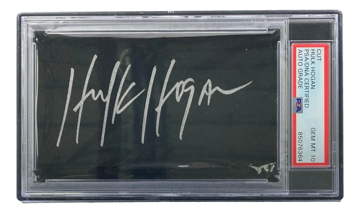 Hulk Hogan Autographed WWE WWF Cut Signature PSA/DNA Certified Gem MT 10 Wrestling Memorabilia - Perfect for Sports Collectors, Man Cave Decor & Wrestling Fan Gifts