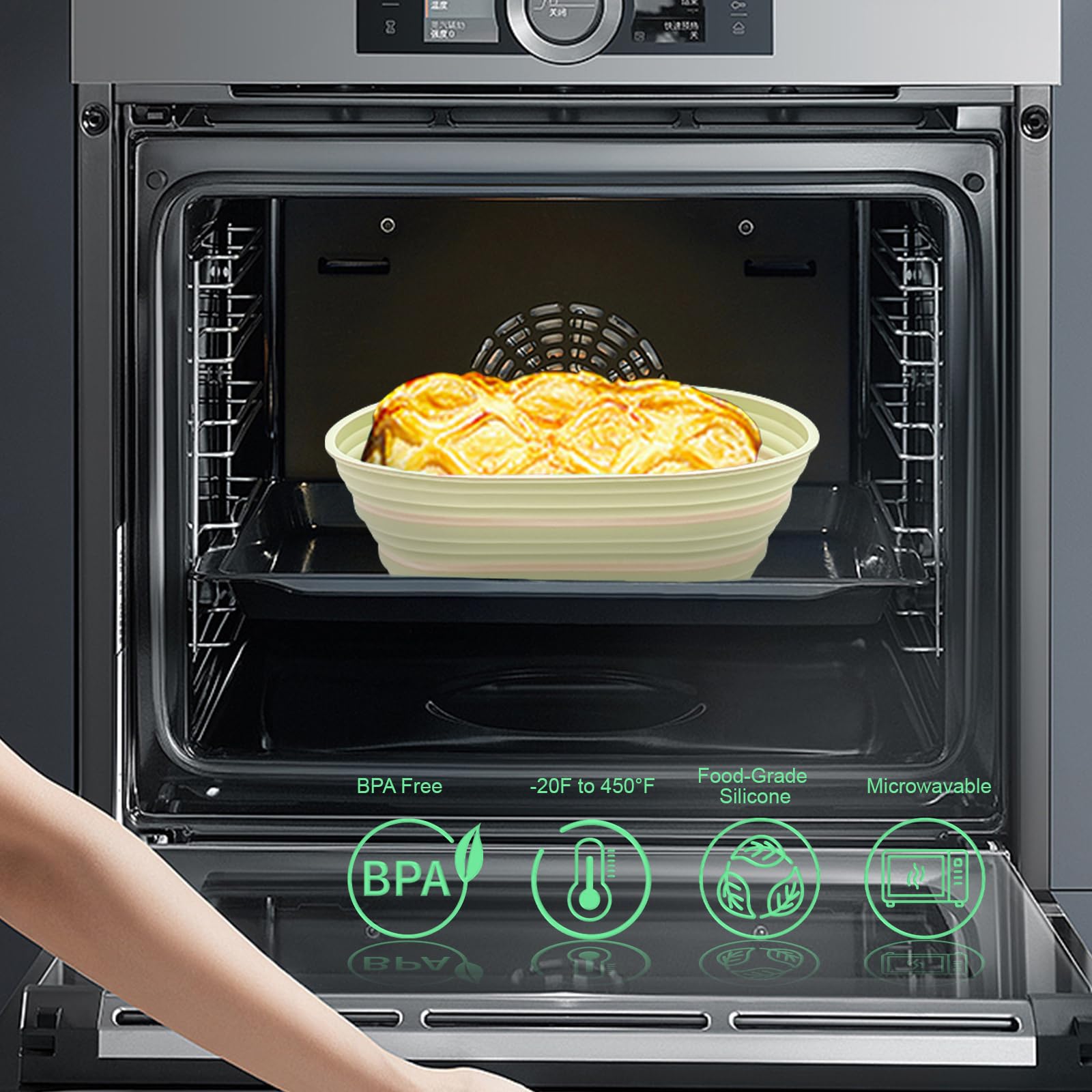 Premium Silicone Banneton Bread Proofing Basket Set - 9