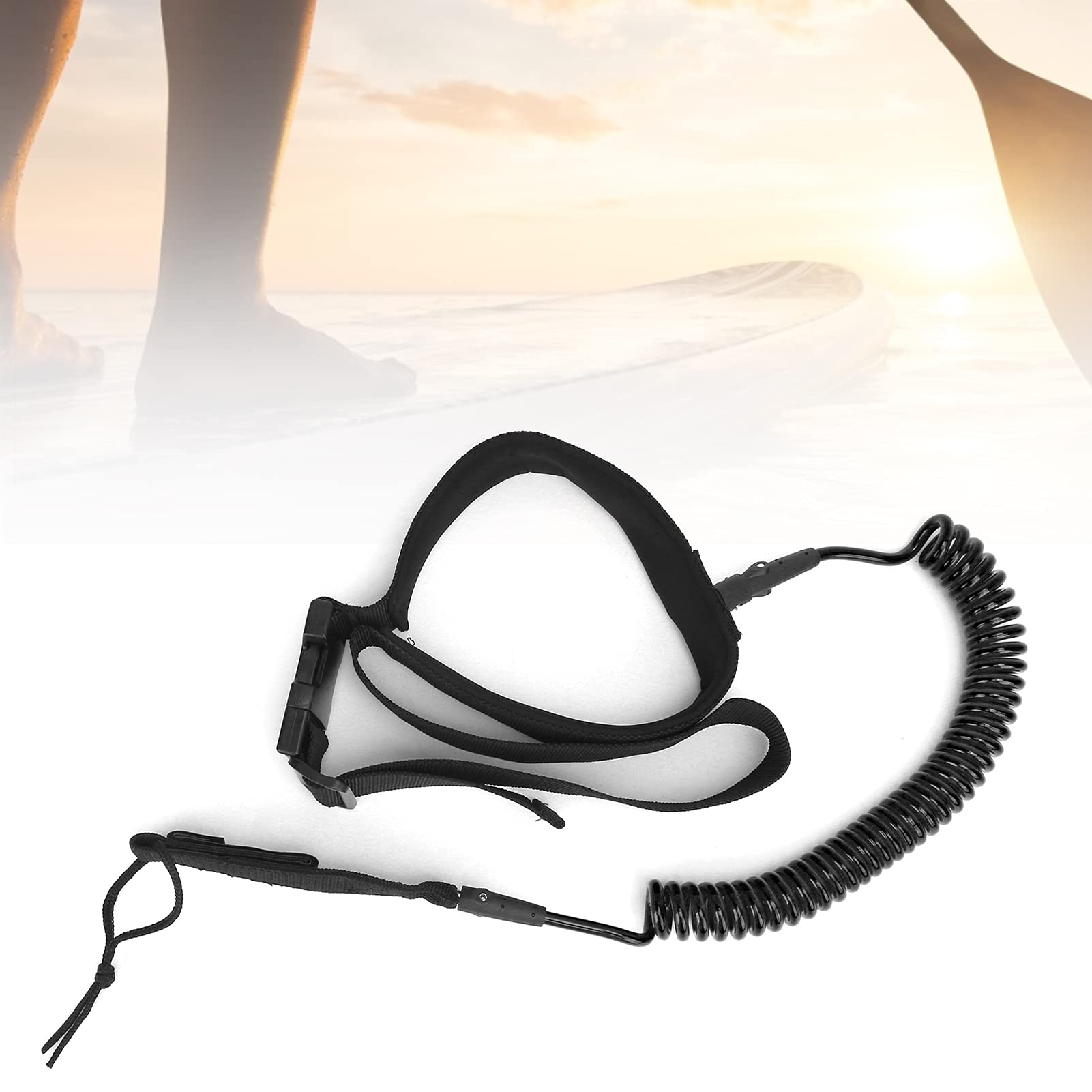 **Premium Surfboard Safety Leash - Comfortable & Durable Waist Rope for Surfing & Stand-Up Paddle Boards (Black) - Ideal for Wave Riding & Water Sports Safety**