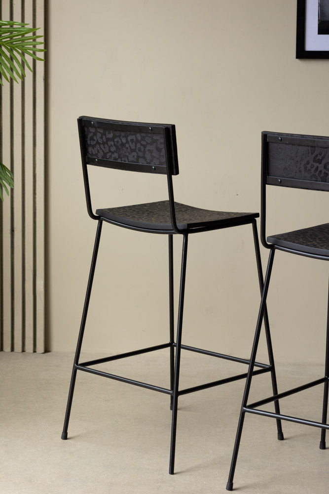 Black Leopard Print Bar Stool - Modern Love-Themed Bar Chair for Kitchen, Dining, or Home Decor - Perfect for Romantic Date Nights & Stylish Home Bars
