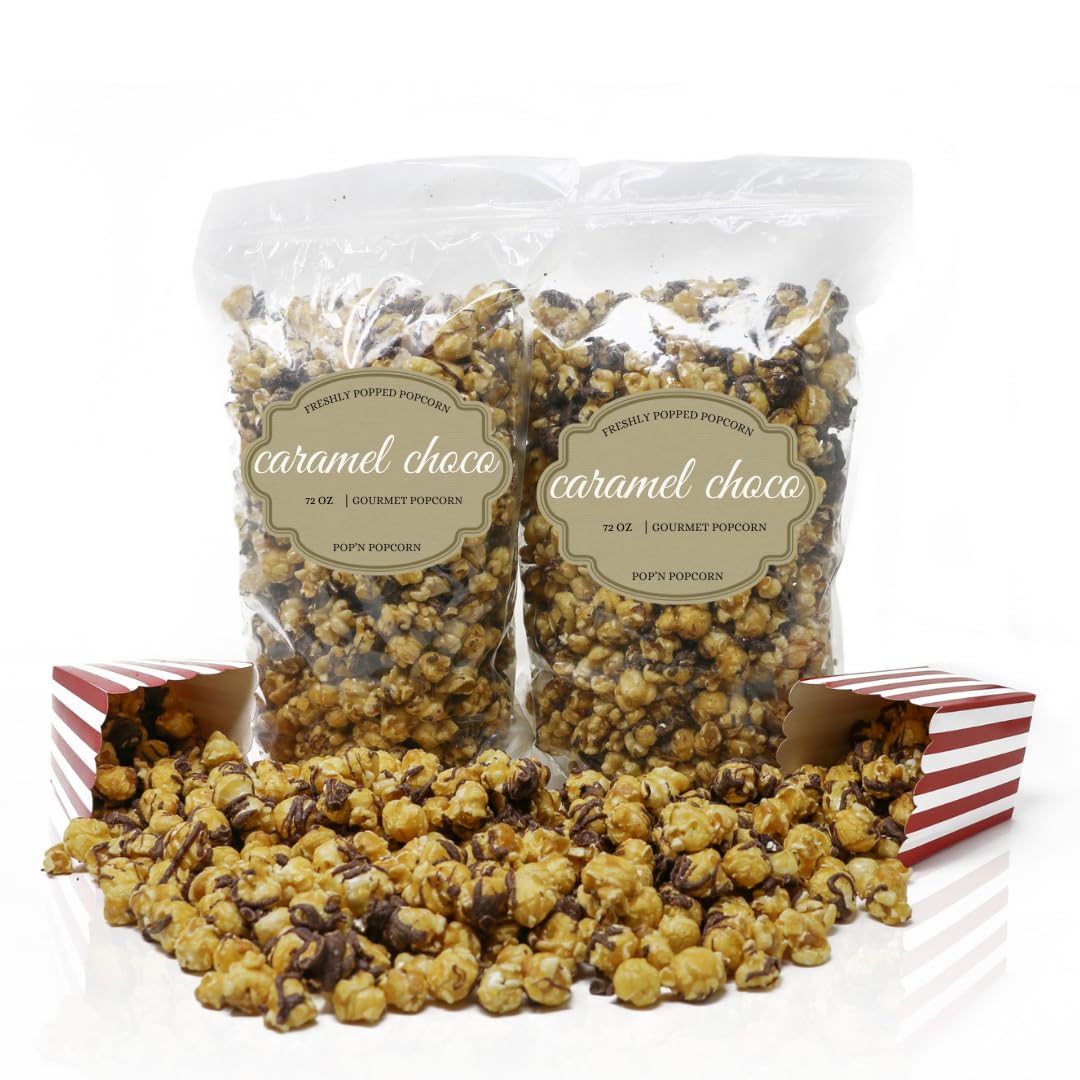 Dark Chocolate Caramel Popcorn - 72oz Gourmet Snack for Movie Nights
