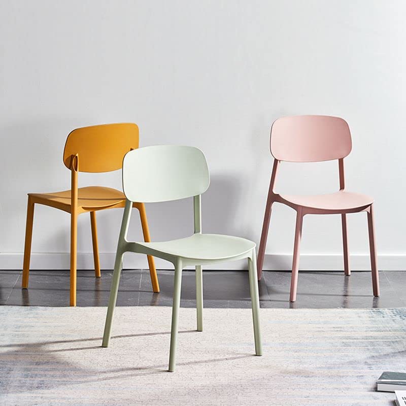 Modern Stackable Plastic Dining Chairs - Minimalist Armless Side Chairs for Home, Kitchen, Cafe & Milk Tea Shop (Set of 6, White) - Perfect for Small Spaces, Restaurants & Contemporary Dining Areas