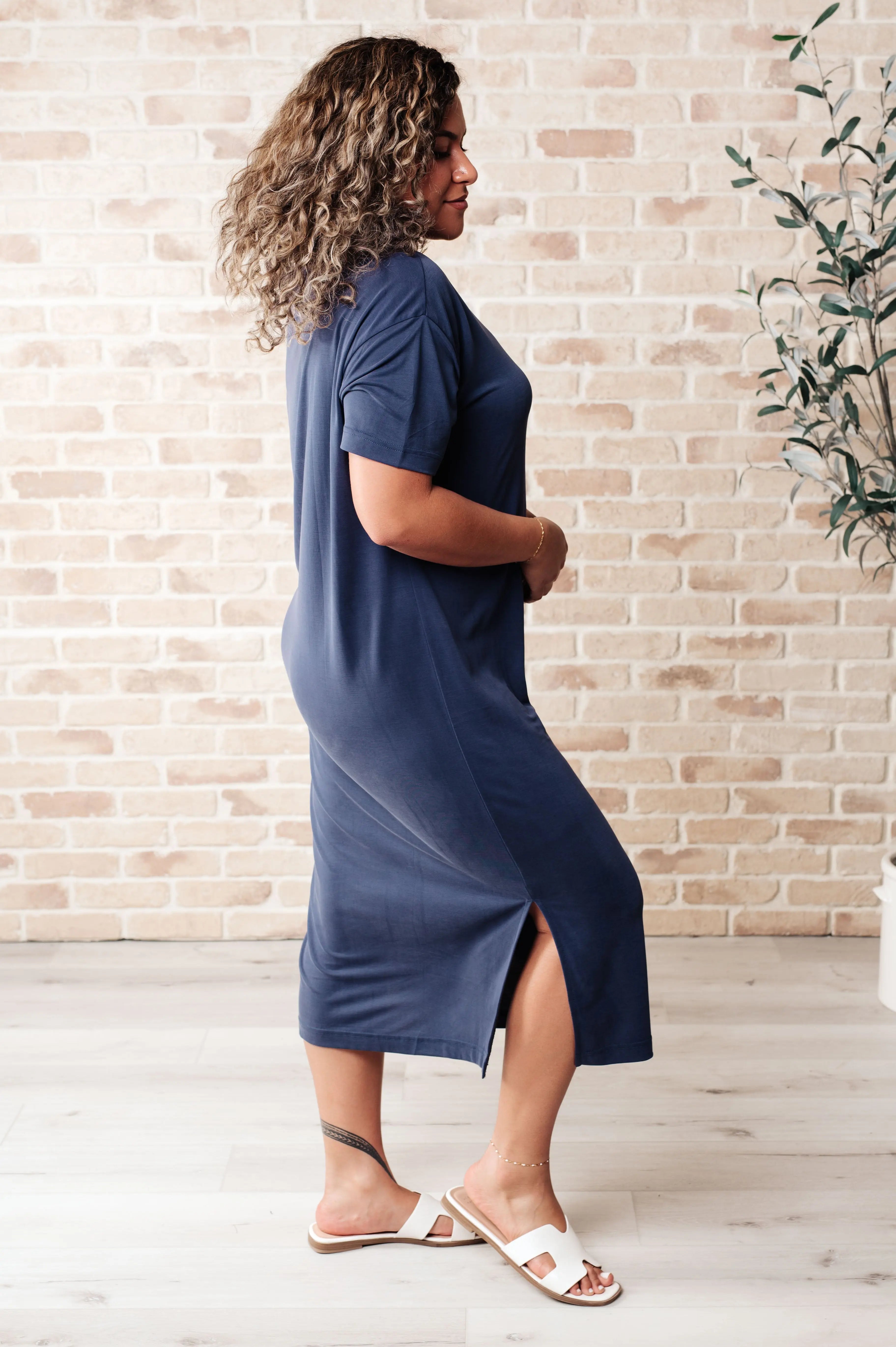 Keeping It Chill Drop Shoulder Maxi Dress in Dark Night - Stylish Loose Fit Long Dress for Women, Perfect for Summer, Beach Vacations & Casual Outings