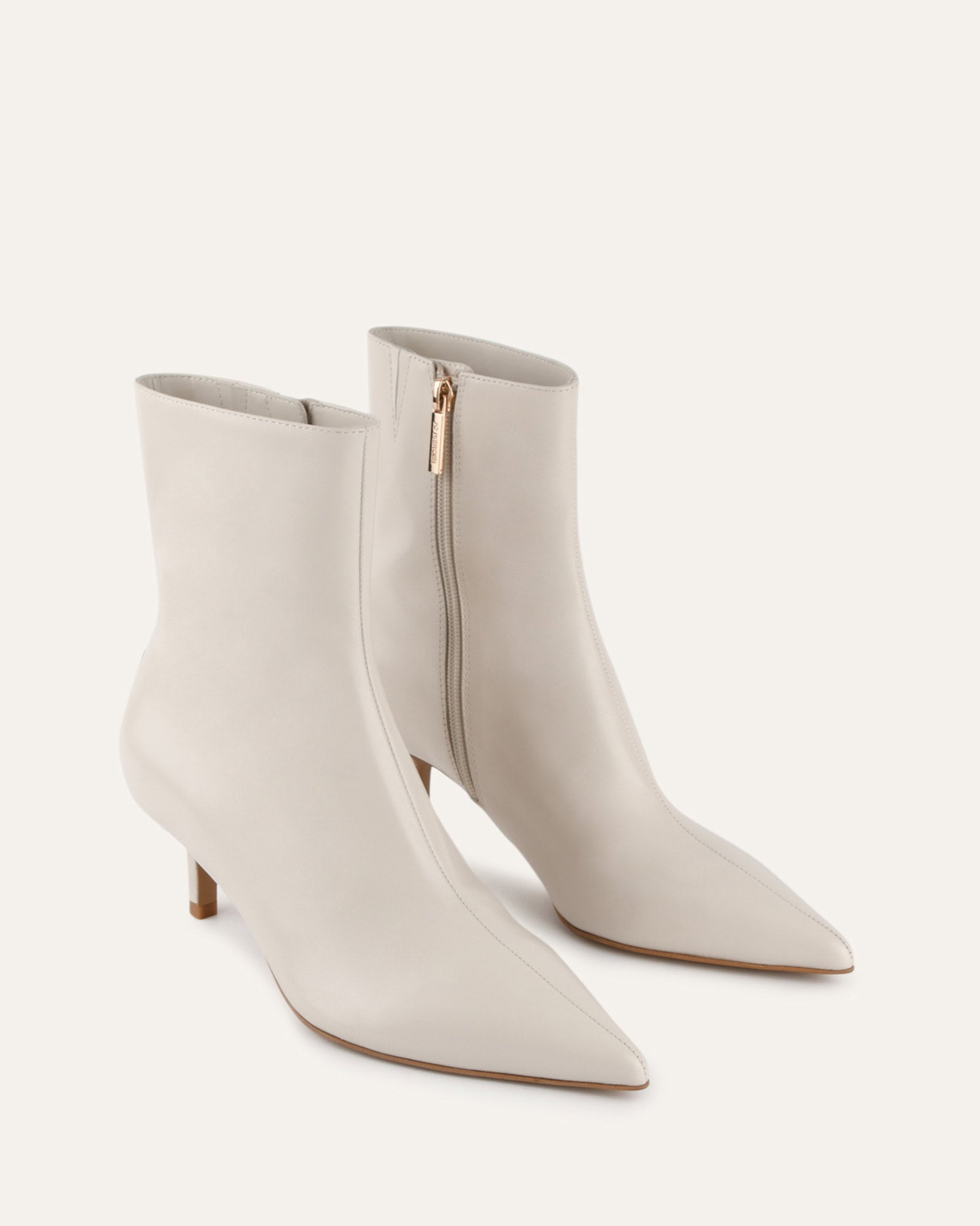 WINNIE Mid Ankle Boots for Women - Off White Leather - Comfortable & Stylish for Casual Wear, Office, and Outdoor Activities