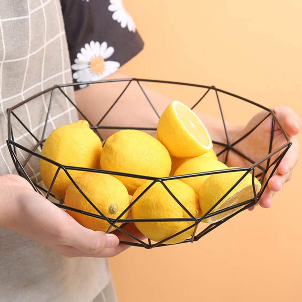 DOITOOL 2-Piece Set Iron Fruit Basket with Hollow Design - Snack Storage Tray for Kitchen Countertop, Dining Table, and Party Serving | Rustic Home Decor Organizer