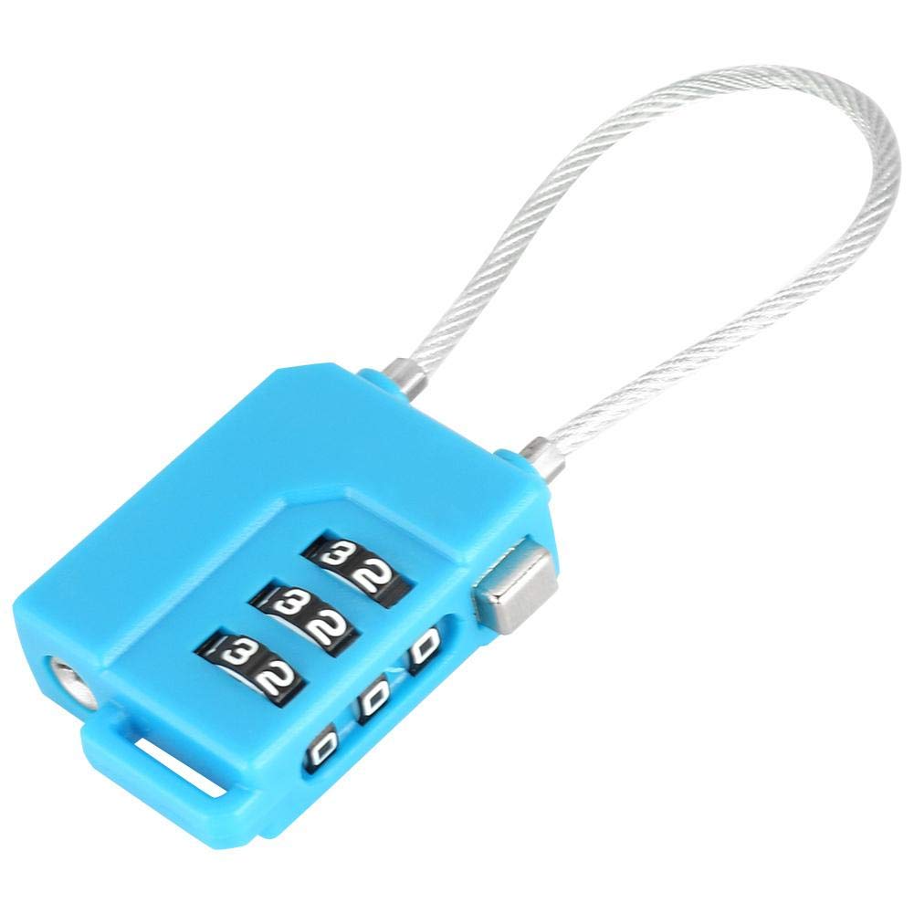 TSA Approved 03 Steel Wire Lock - Lightweight & Durable Travel Luggage Lock for Suitcases (Blue) | Perfect for Airports, Backpacks & Secure Storage
