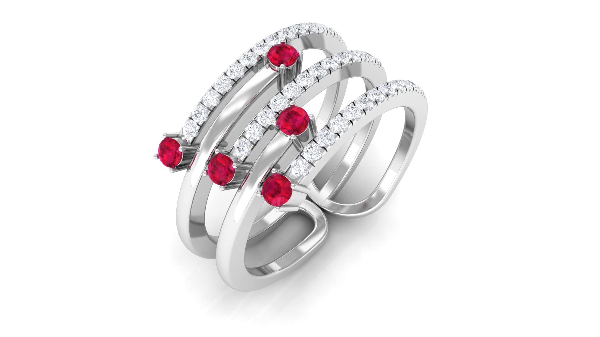 0.75 CT Genuine Ruby and Diamond Cocktail Ring for Women - 14K Solid Gold Wrap Ring, Elegant Red Ruby Jewelry Gift for Anniversary, Engagement, Party & Special Occasions