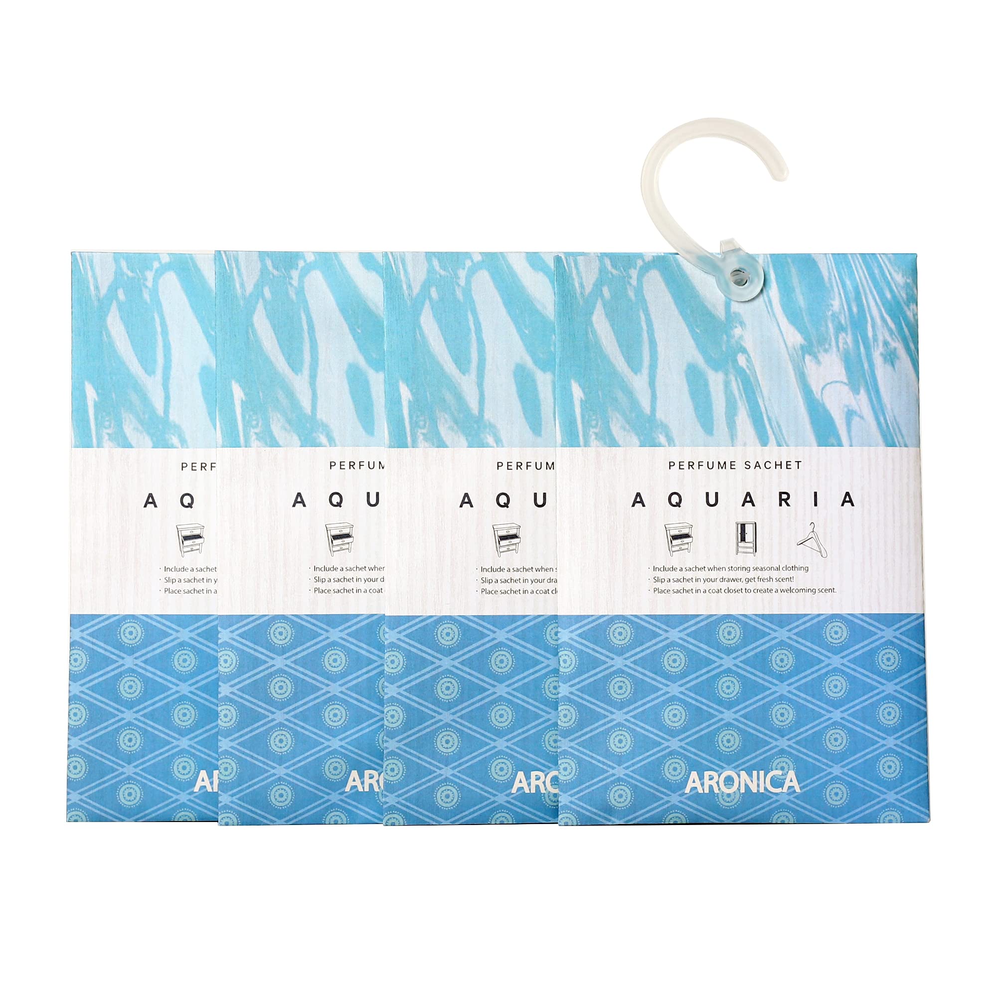 Aronica Linen Closet Sachets - 16 Pack Long Lasting Aquatic Scented Closet Fresheners | Non-Toxic Fabric Freshener for Drawers, Wardrobes & Storage Spaces