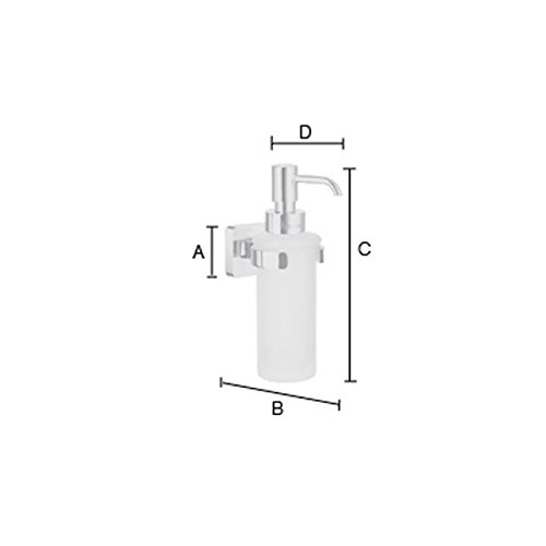 OK369 Frosted Glass Soap Dispenser with Chrome Holder - Elegant Bathroom Decor for Modern Homes, Perfect for Kitchen, Bathroom, and Guest Washroom
