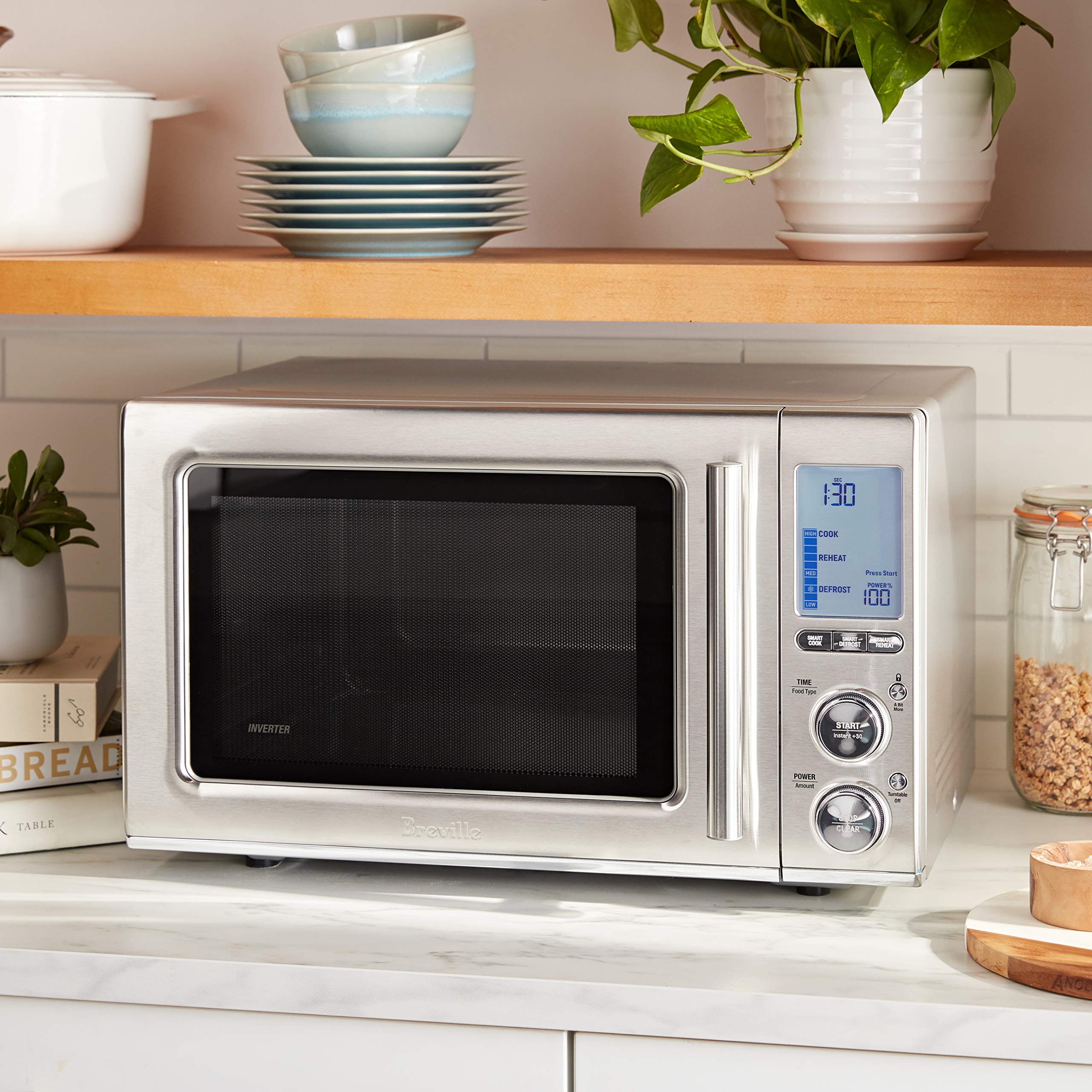 Breville BMO850BSS Smooth Wave Microwave - 1.2 Cu. Ft Stainless Steel Countertop Oven for Fast Cooking & Reheating | Perfect for Small Kitchens, Dorms & Offices