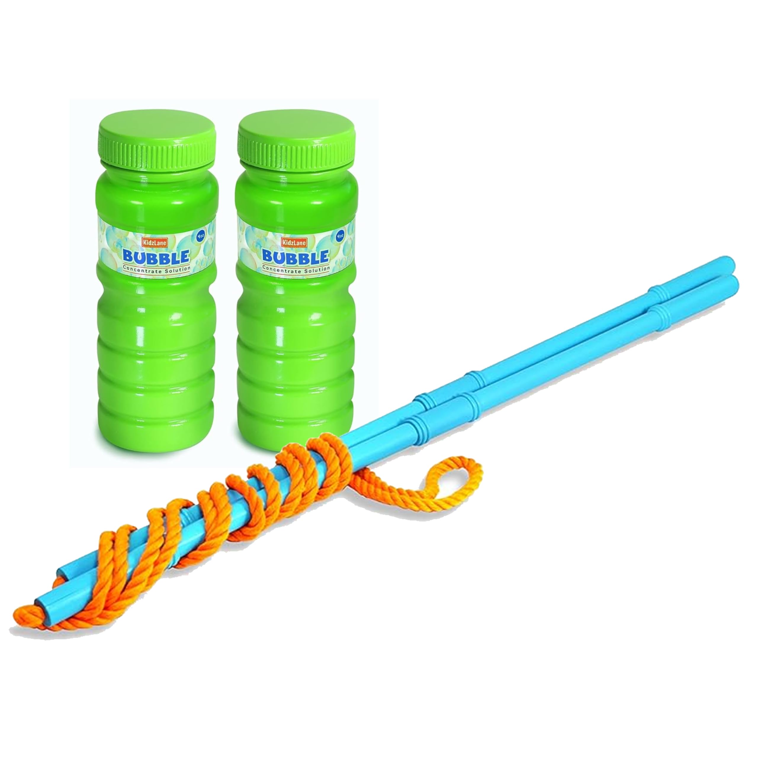 Kidzlane Giant Bubble Wand Set with 24oz Bubble Solution - Outdoor Bubble Maker Toy for Kids Ages 3+ | Perfect for Backyard Play, Birthday Parties & Summer Activities