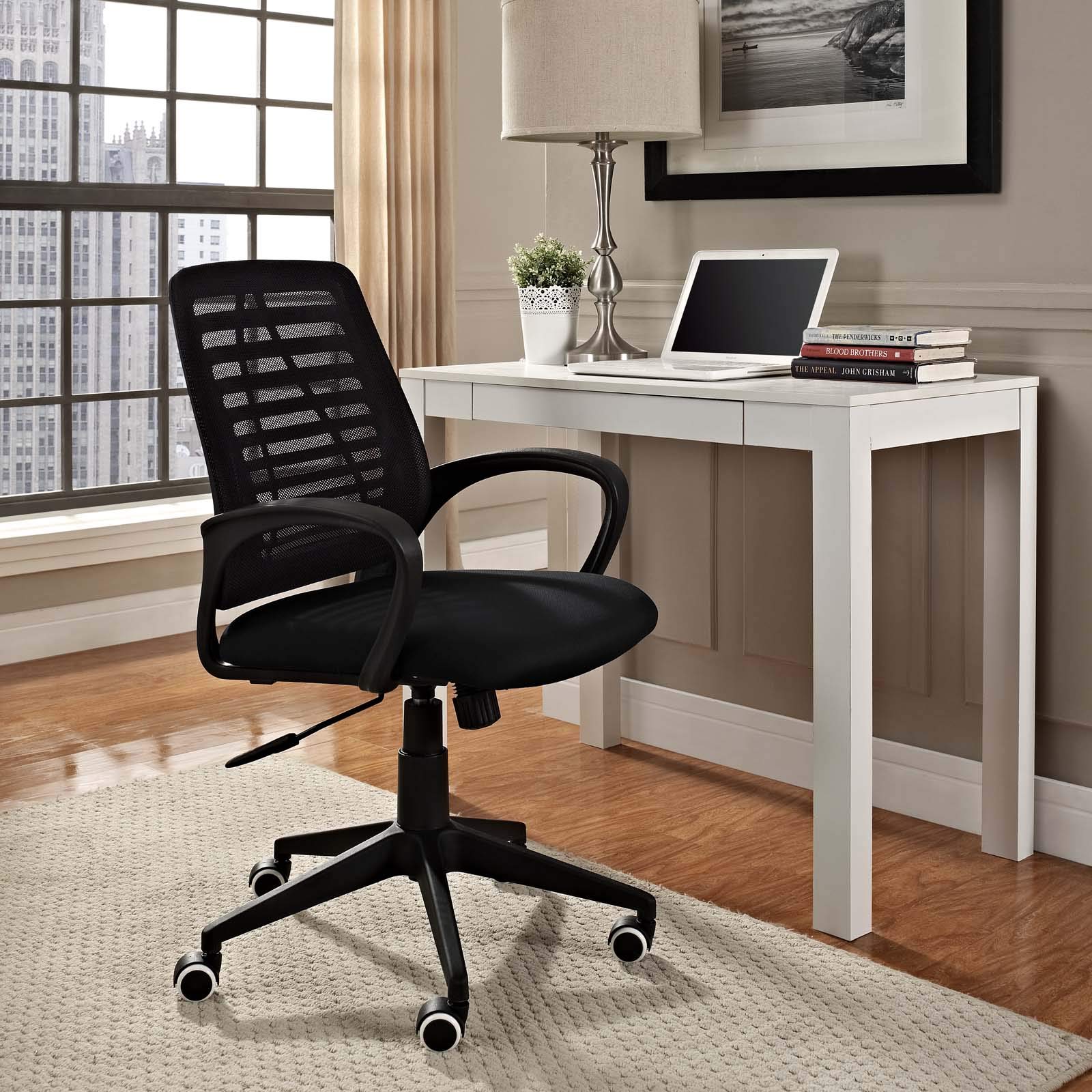 Modway Ardor Black Mesh Ergonomic Office Chair - Adjustable Height, Lumbar Support for Home & Office Workspace - Comfortable Computer Desk Chair for Long Hours Sitting