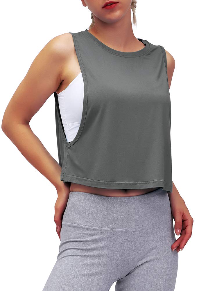 MIOPO Women's Breathable Mesh Back Workout Crop Top - Loose Fit Gym & Running Tank Top for Yoga, Fitness & Activewear | Comfortable & Stylish for Workouts